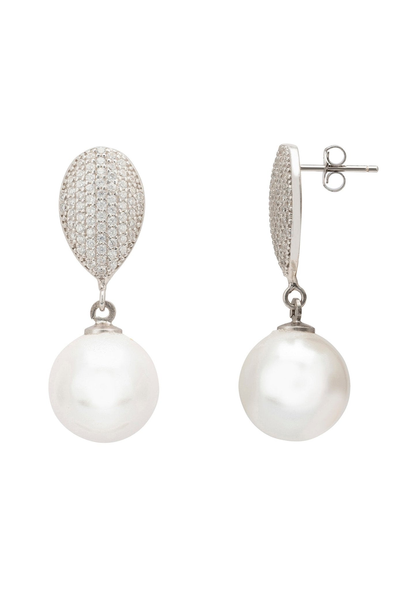 Baroque Pearl Classic Drop Earrings Silver - LATELITA Earrings