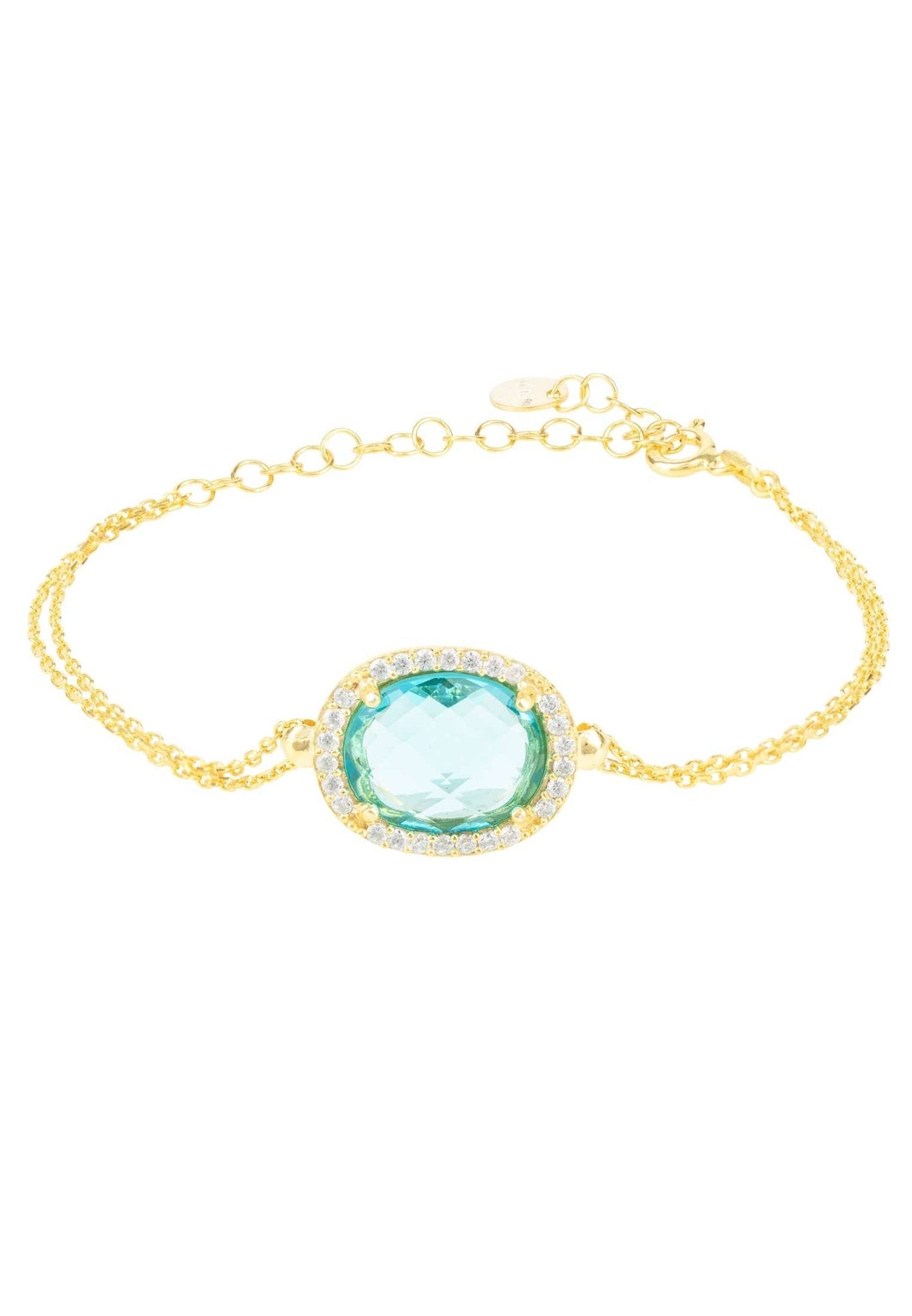 Beatrice Oval Gemstone Bracelet Gold Blue Topaz Hydro - LATELITA Bracelets