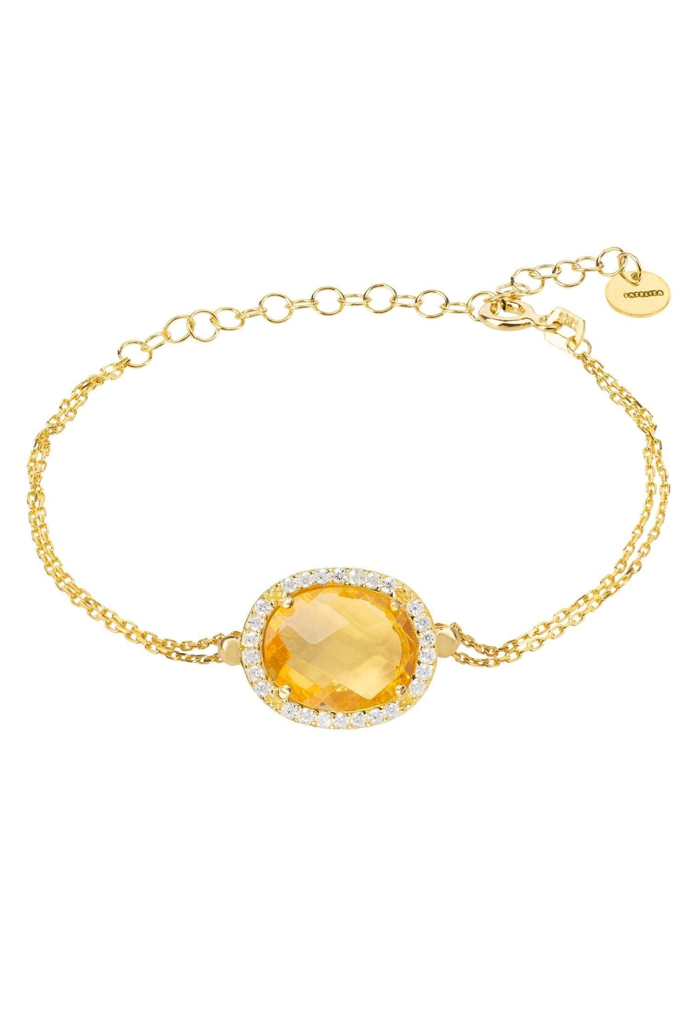 Beatrice Oval Gemstone Bracelet Gold Citrine Hydro - LATELITA Bracelets