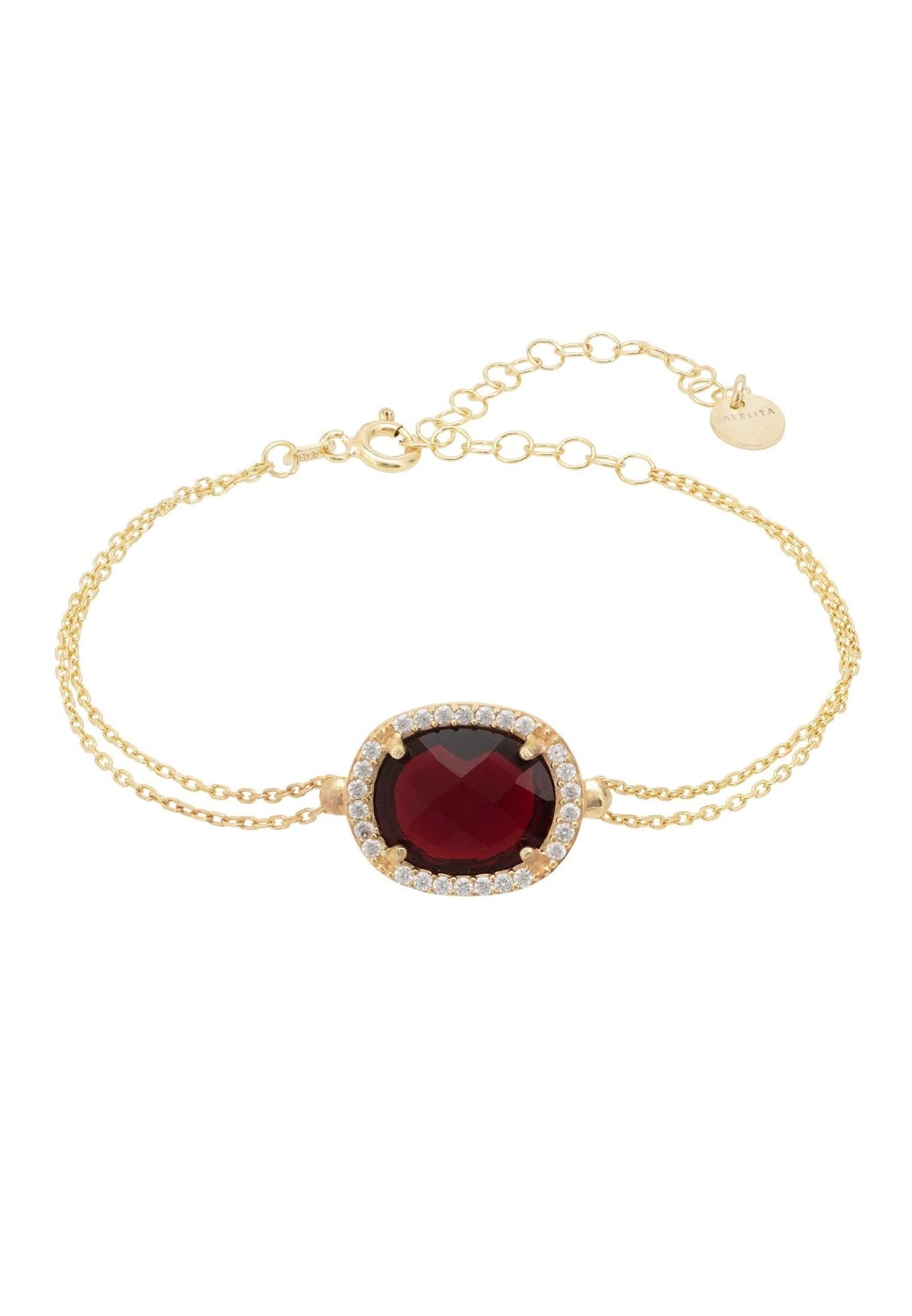 Beatrice Oval Gemstone Bracelet Gold Garnet - LATELITA Bracelets