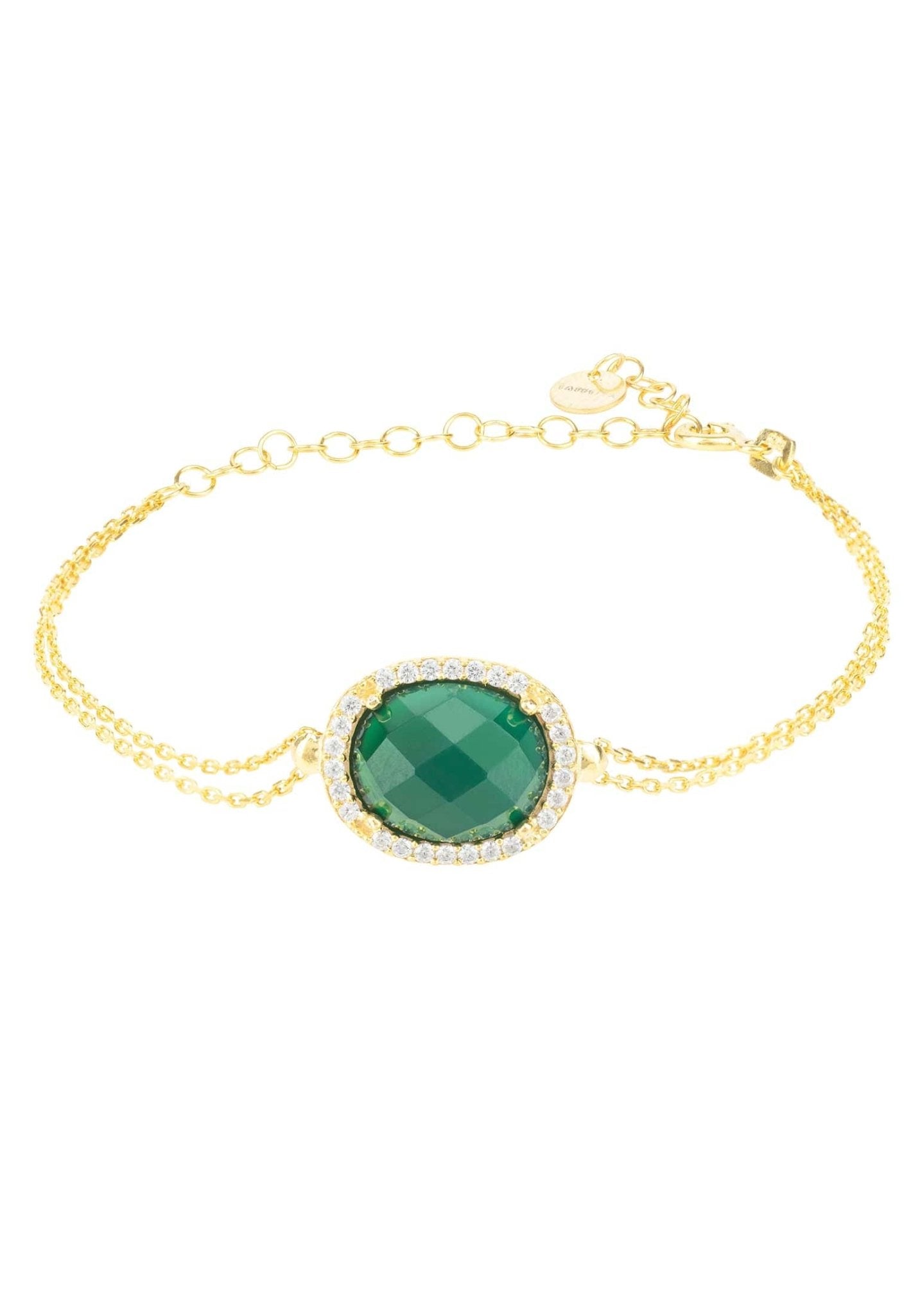 Beatrice Oval Gemstone Bracelet Gold Green Onyx - LATELITA Bracelets