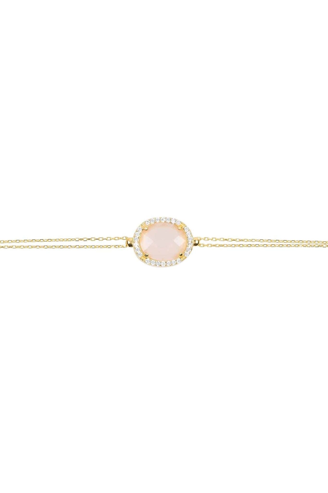 Beatrice Oval Gemstone Bracelet Gold Rose Quartz - LATELITA Bracelets