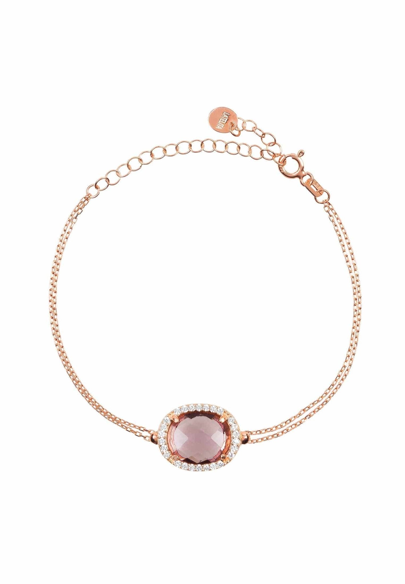 Beatrice Oval Gemstone Bracelet Rose Gold Amethyst Hydro - LATELITA Bracelets