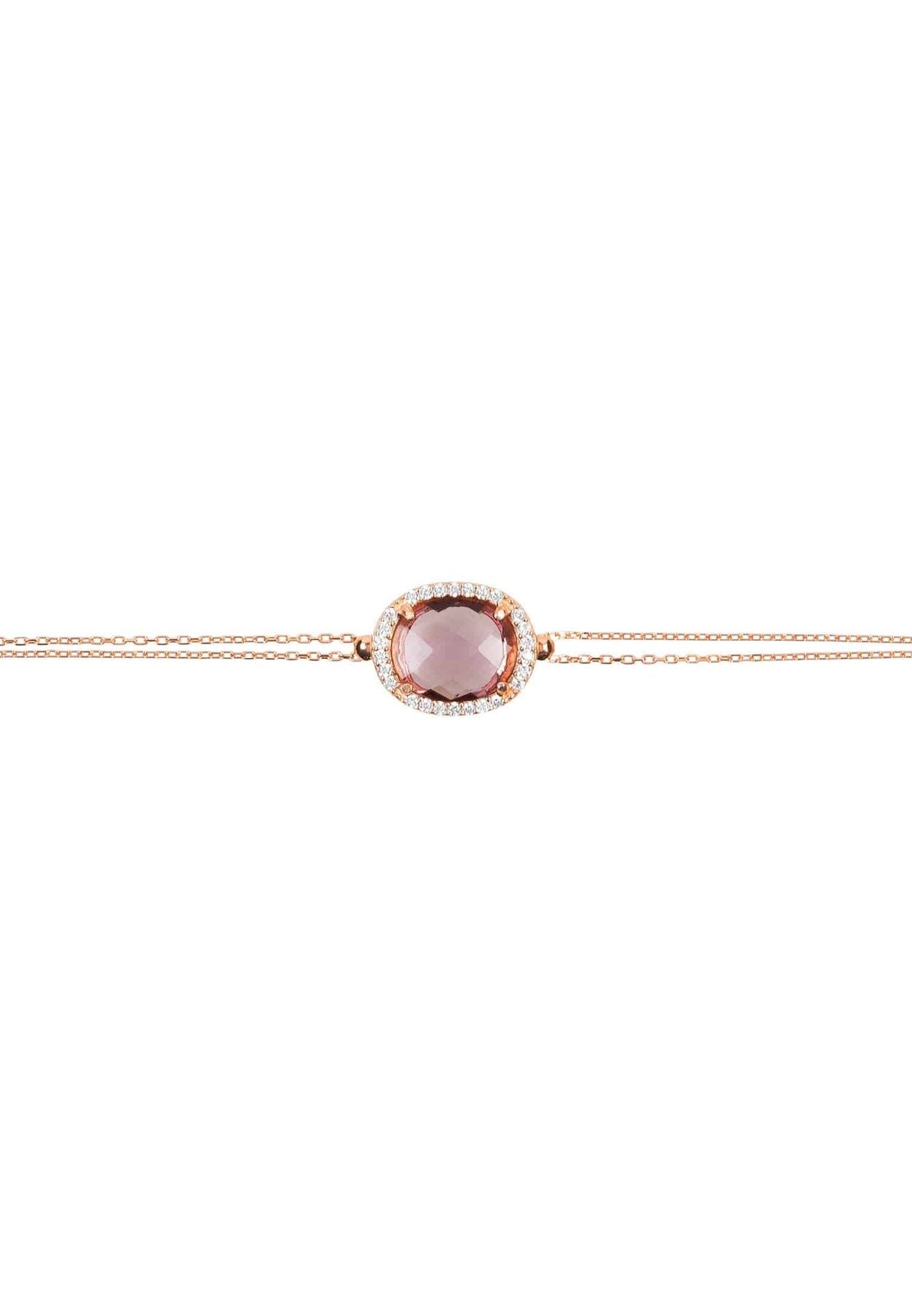 Beatrice Oval Gemstone Bracelet Rose Gold Amethyst Hydro - LATELITA Bracelets