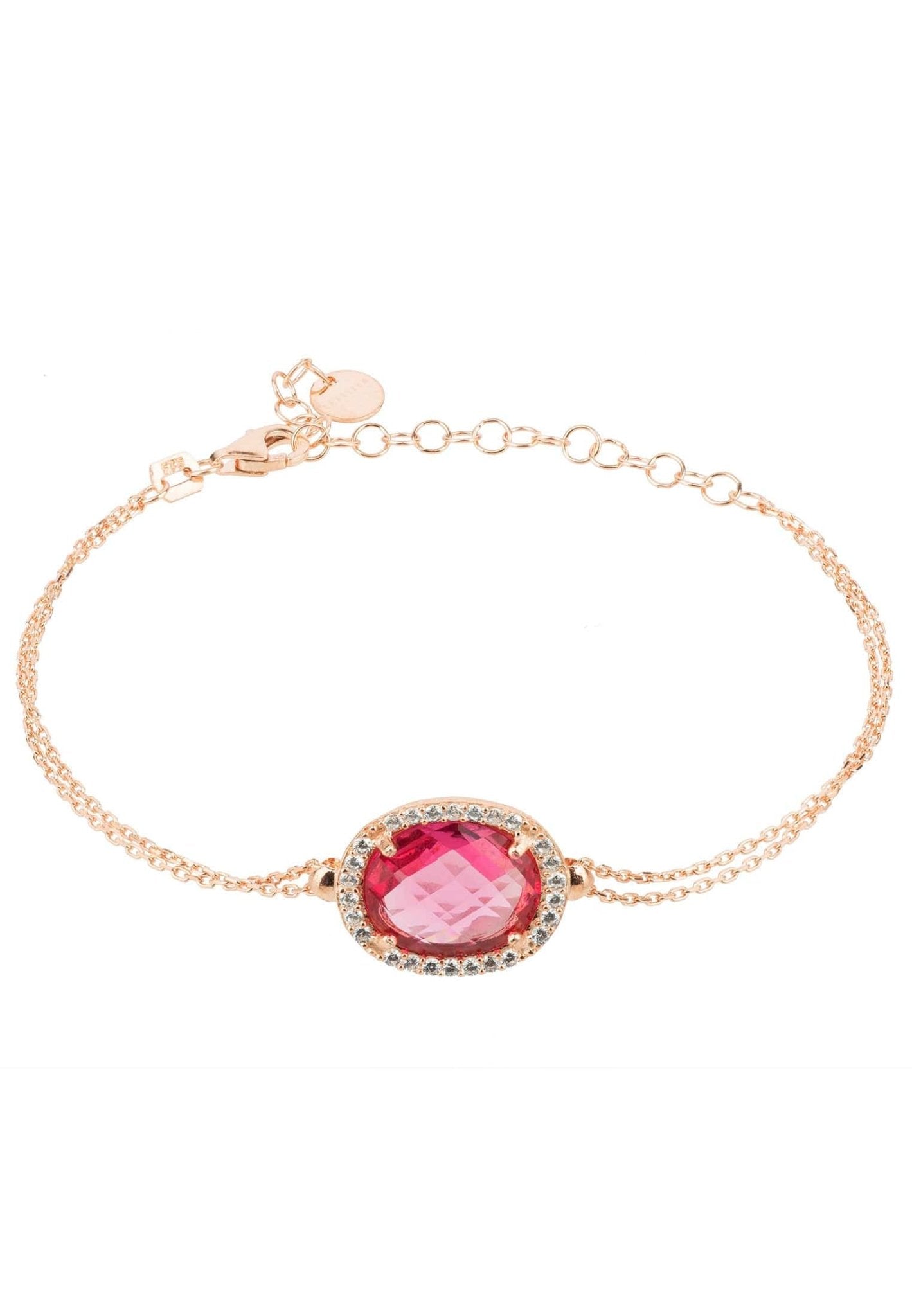 Beatrice Oval Gemstone Bracelet Rose Gold Pink Tourmaline - LATELITA Bracelets