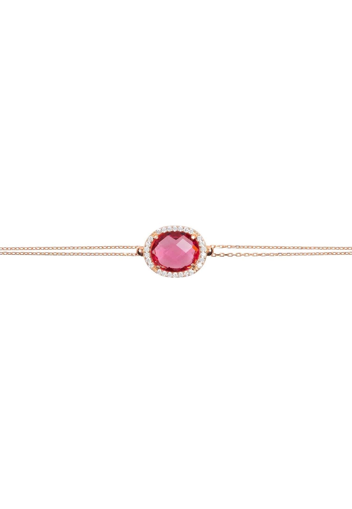 Beatrice Oval Gemstone Bracelet Rose Gold Pink Tourmaline - LATELITA Bracelets