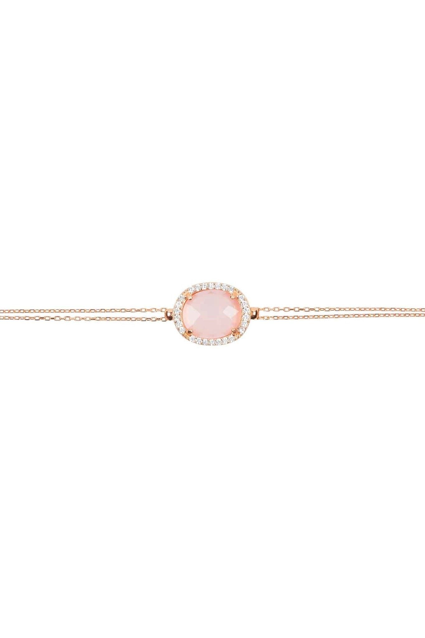 Beatrice Oval Gemstone Bracelet Rose Gold Rose Quartz - LATELITA Bracelets