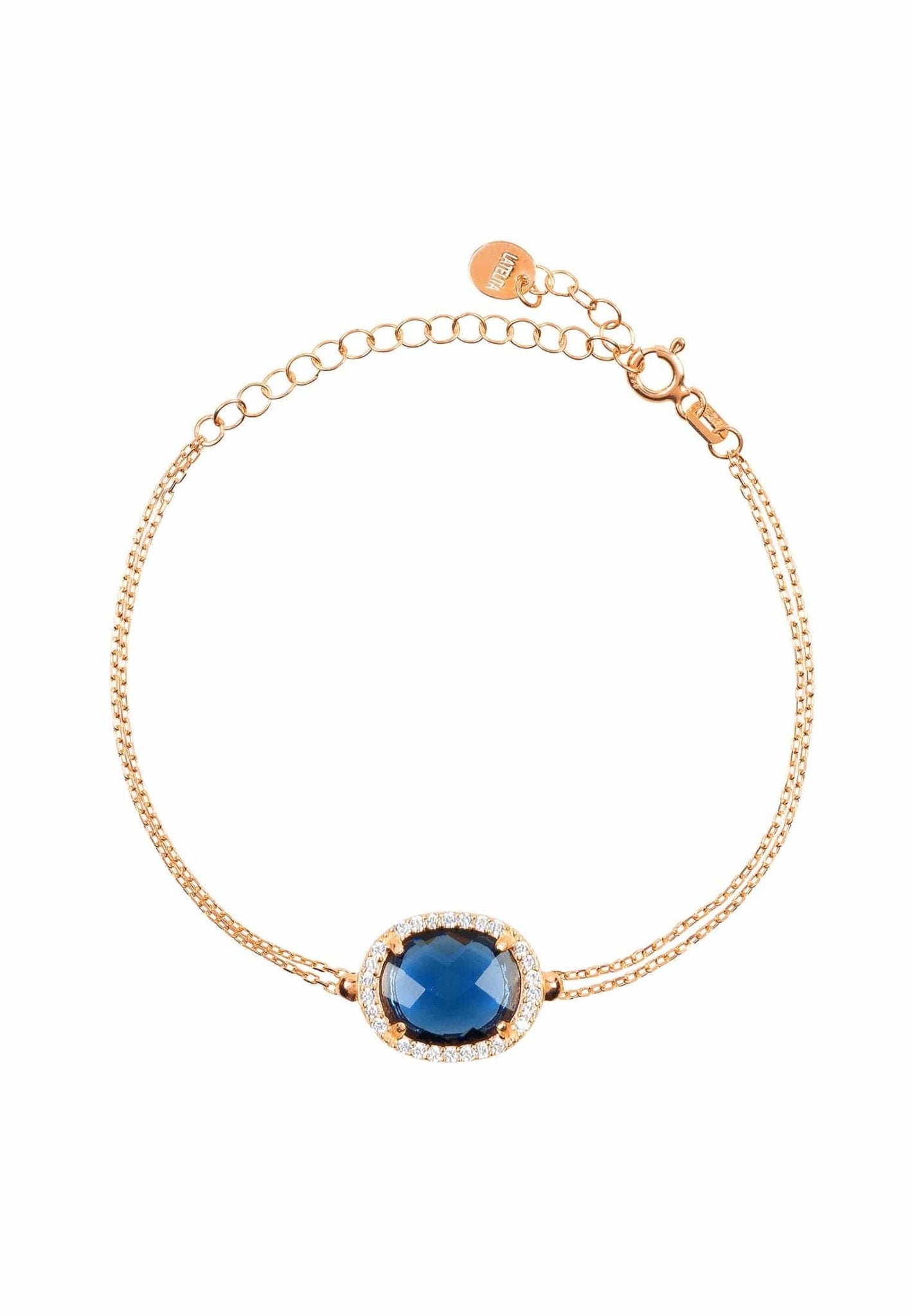 Beatrice Oval Gemstone Bracelet Rose Gold Sapphire Hydro - LATELITA Bracelets
