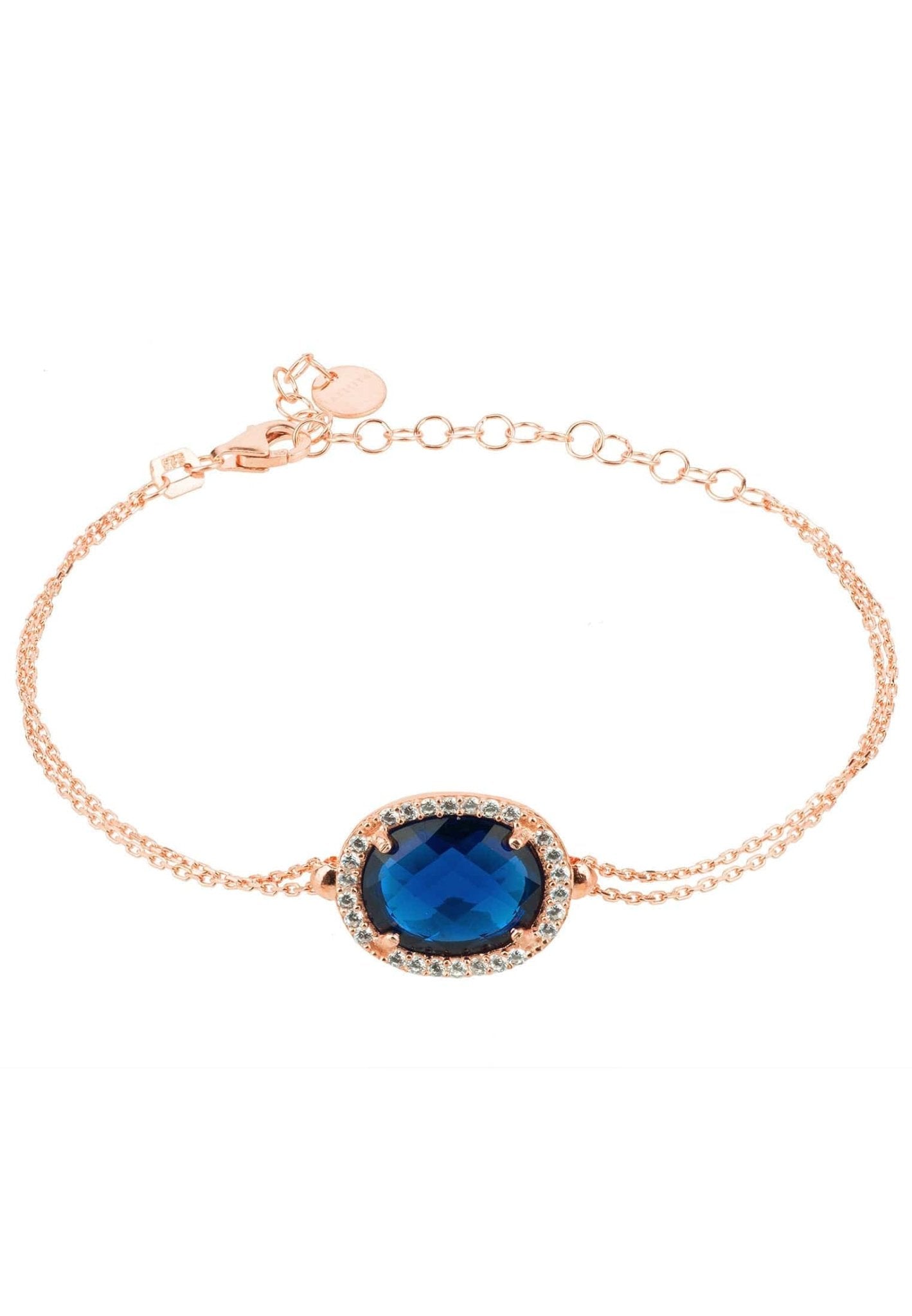 Beatrice Oval Gemstone Bracelet Rose Gold Sapphire Hydro - LATELITA Bracelets