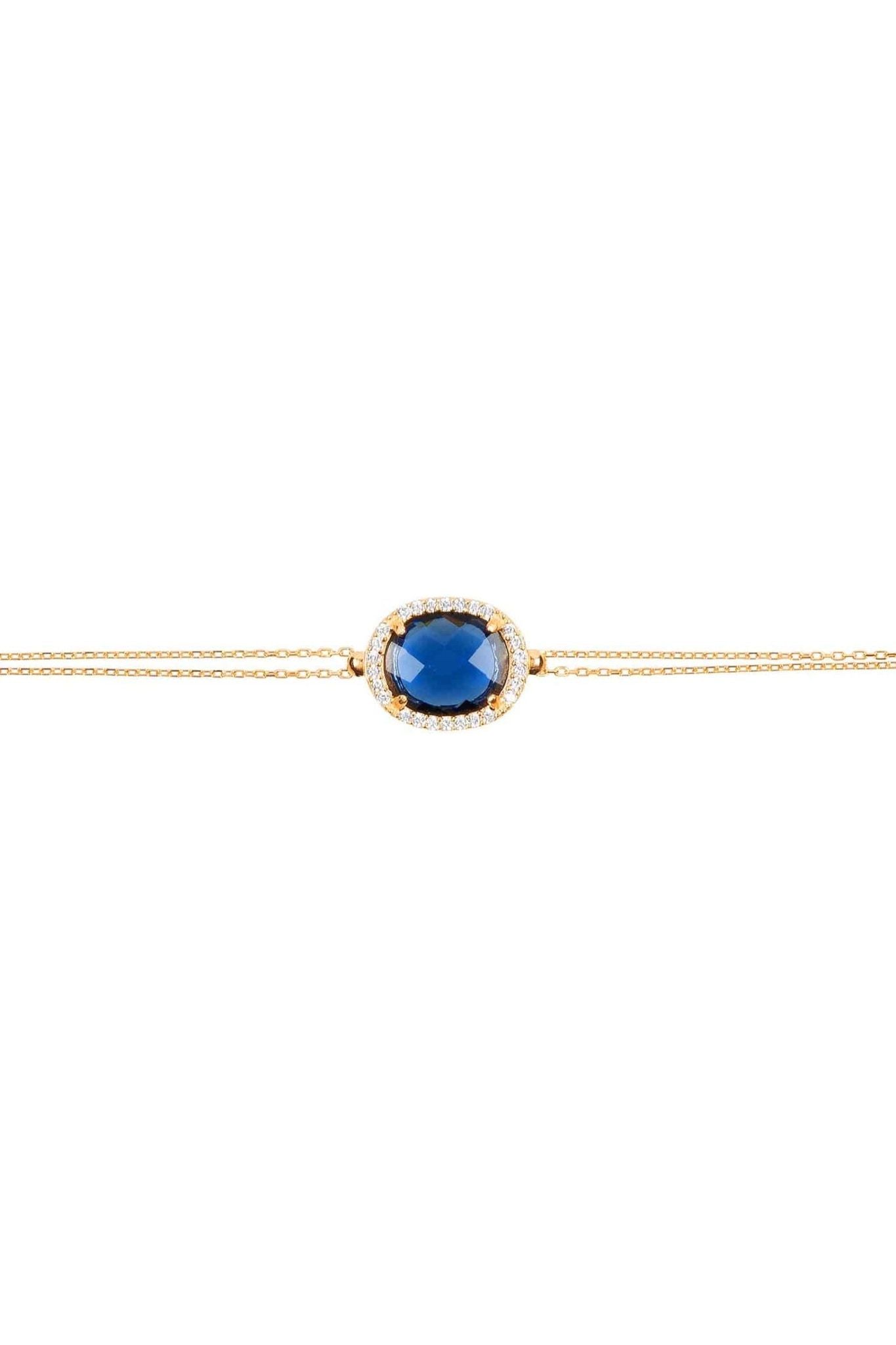 Beatrice Oval Gemstone Bracelet Rose Gold Sapphire Hydro - LATELITA Bracelets