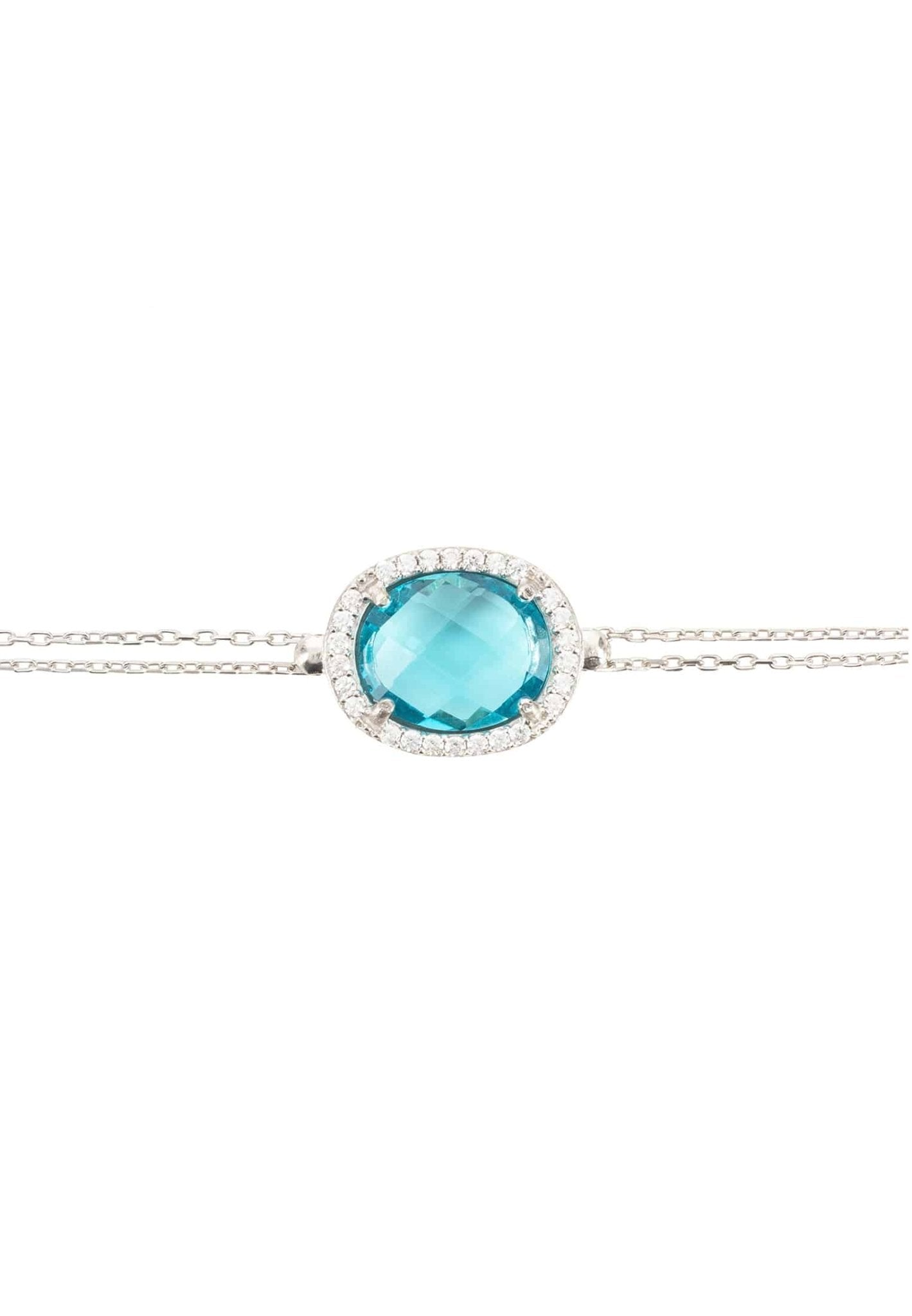 Beatrice Oval Gemstone Bracelet Silver Blue Topaz Hydro - LATELITA Bracelets