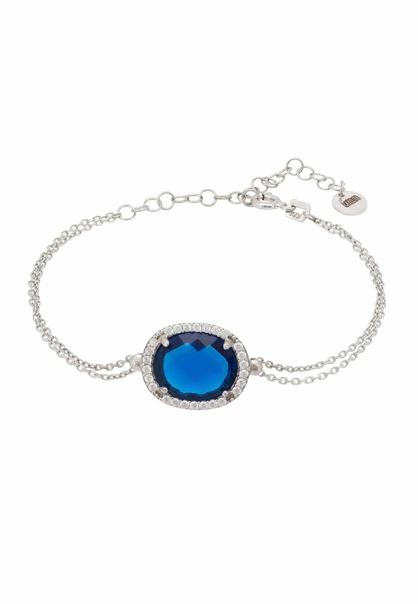 Beatrice Oval Gemstone Bracelet Silver Sapphire Hydro - LATELITA Bracelets