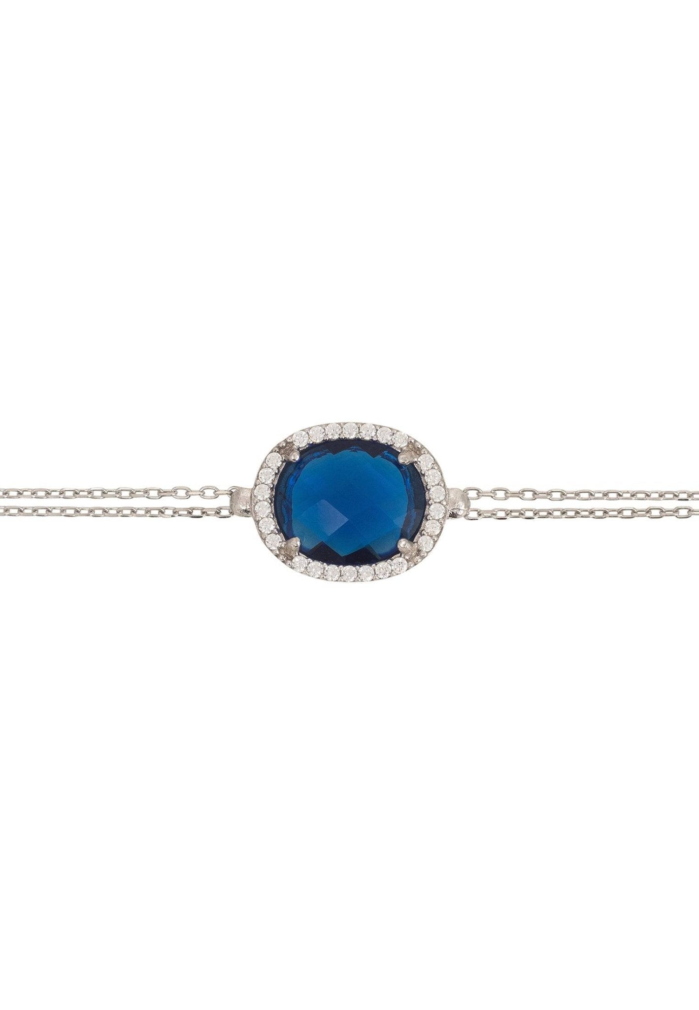 Beatrice Oval Gemstone Bracelet Silver Sapphire Hydro - LATELITA Bracelets