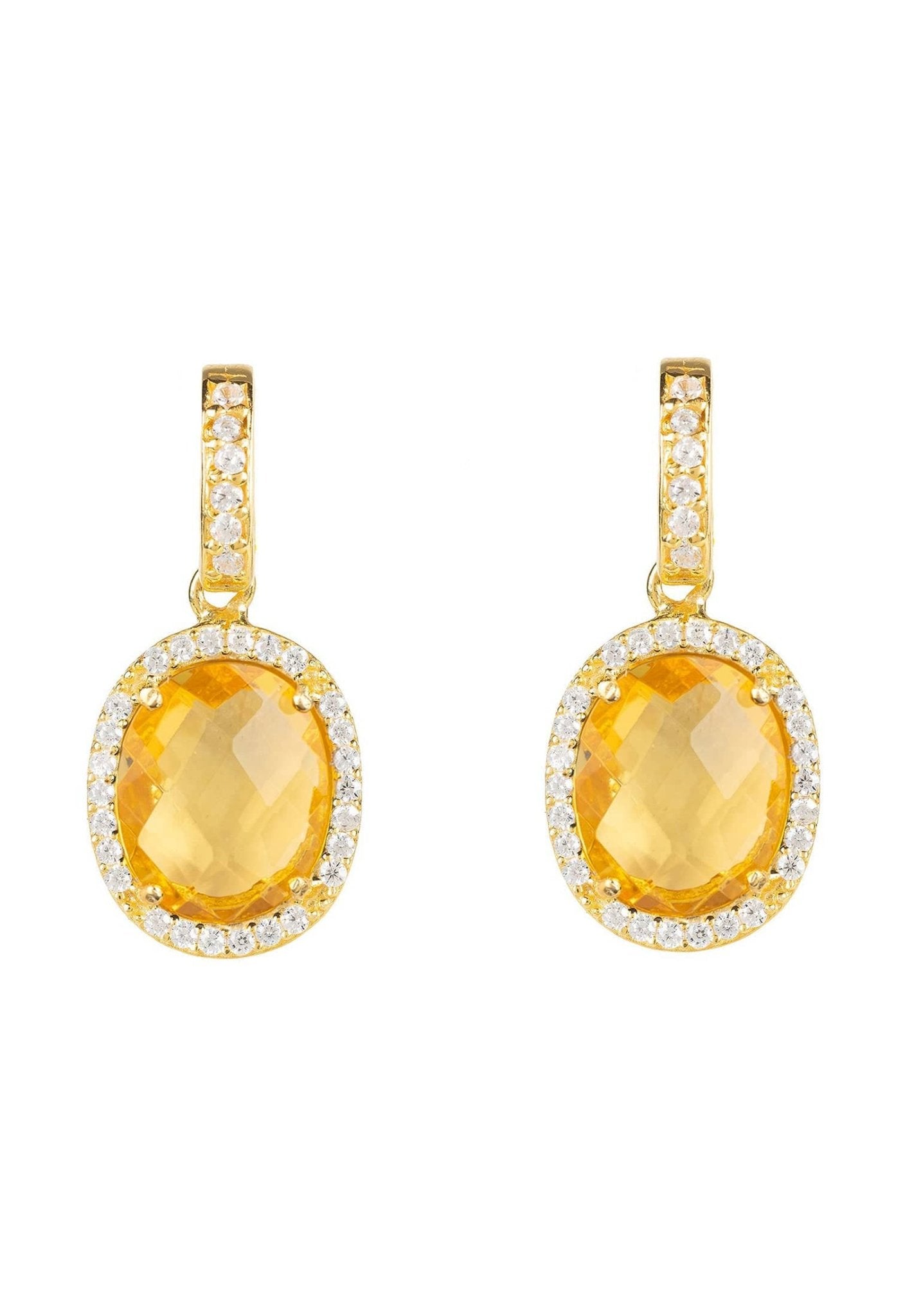 Beatrice Oval Gemstone Drop Earrings Gold Citrine Hydro - LATELITA Earrings