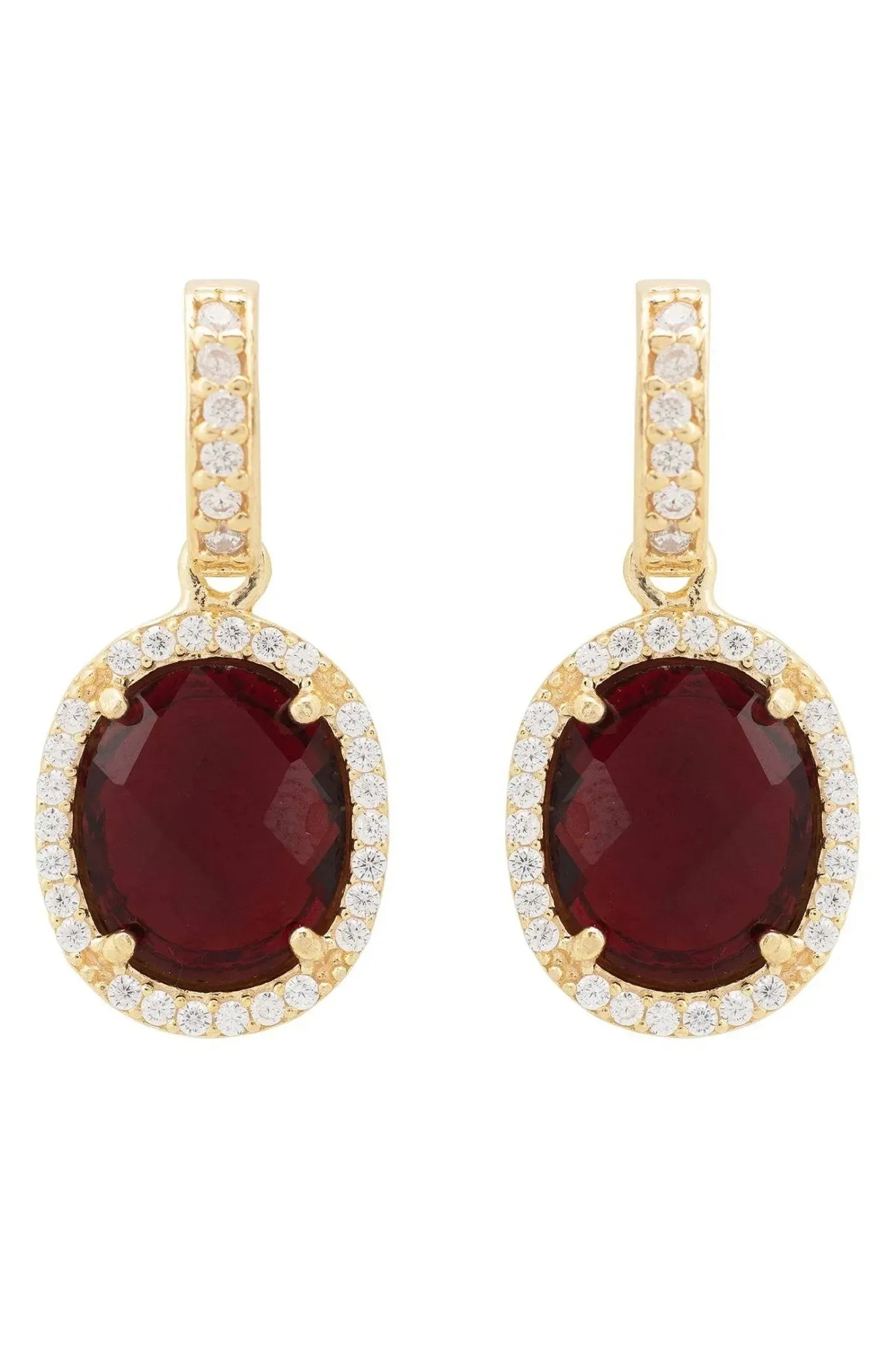 Beatrice Oval Gemstone Drop Earrings Gold Garnet - LATELITA Earrings