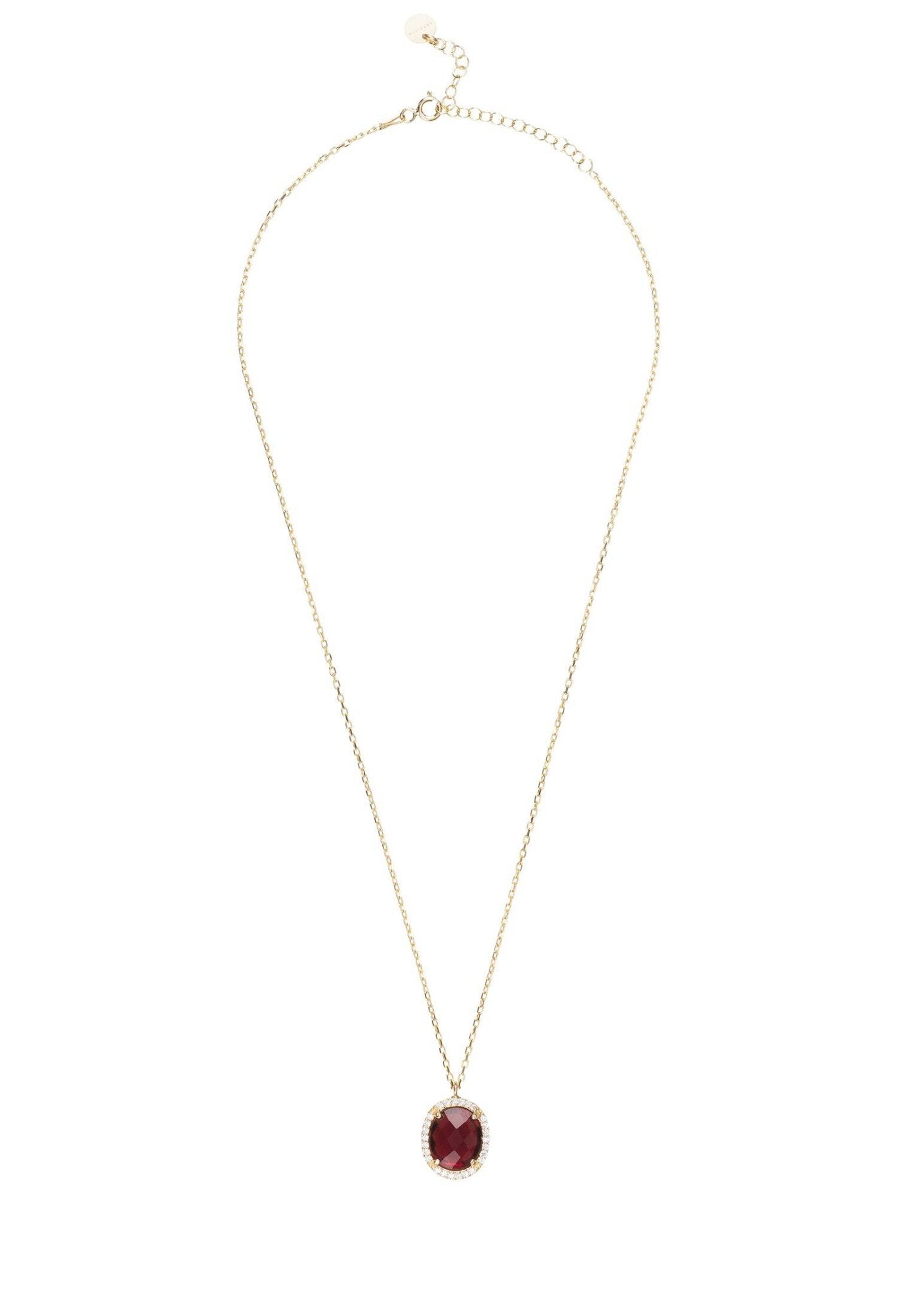 Beatrice Oval Gemstone Pendant Necklace Gold Garnet - LATELITA Necklaces