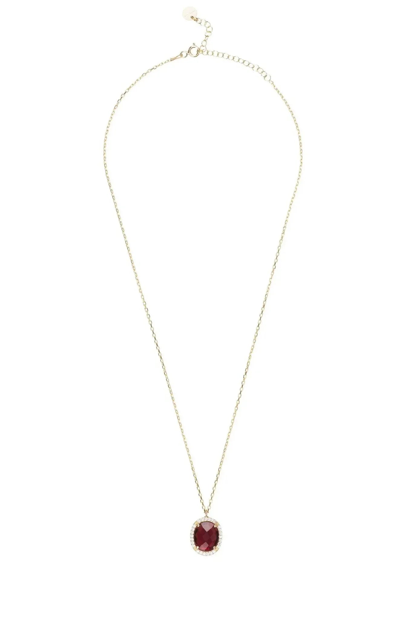 Beatrice Oval Gemstone Pendant Necklace Gold Garnet - LATELITA Necklaces