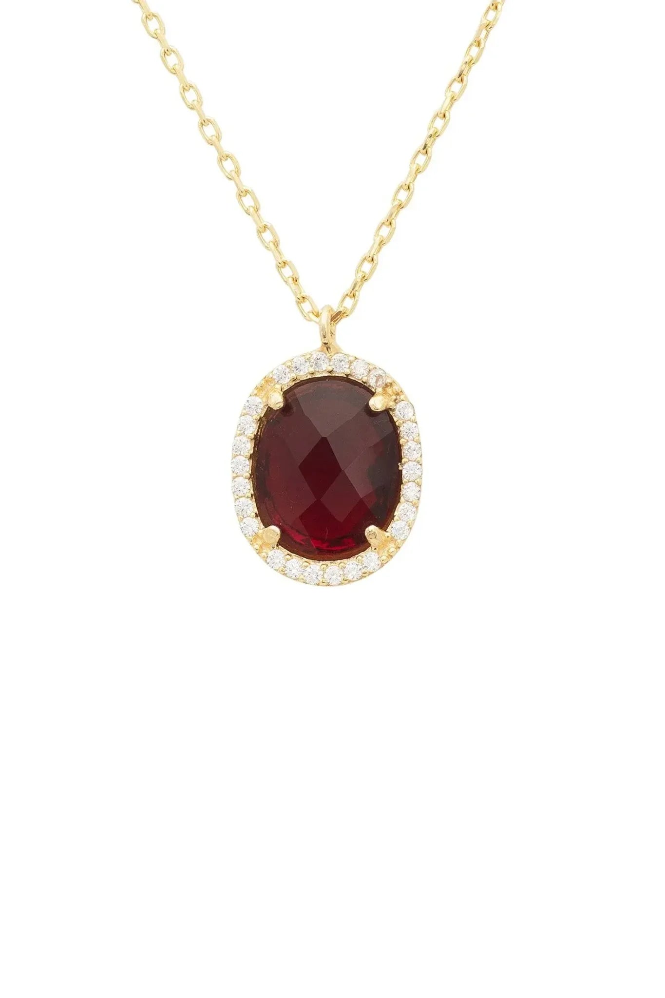 Beatrice Oval Gemstone Pendant Necklace Gold Garnet - LATELITA Necklaces