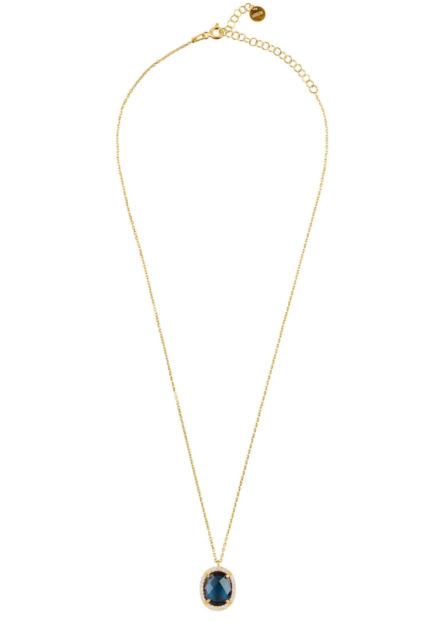 Beatrice Oval Gemstone Pendant Necklace Gold Sapphire Hydro - LATELITA Necklaces