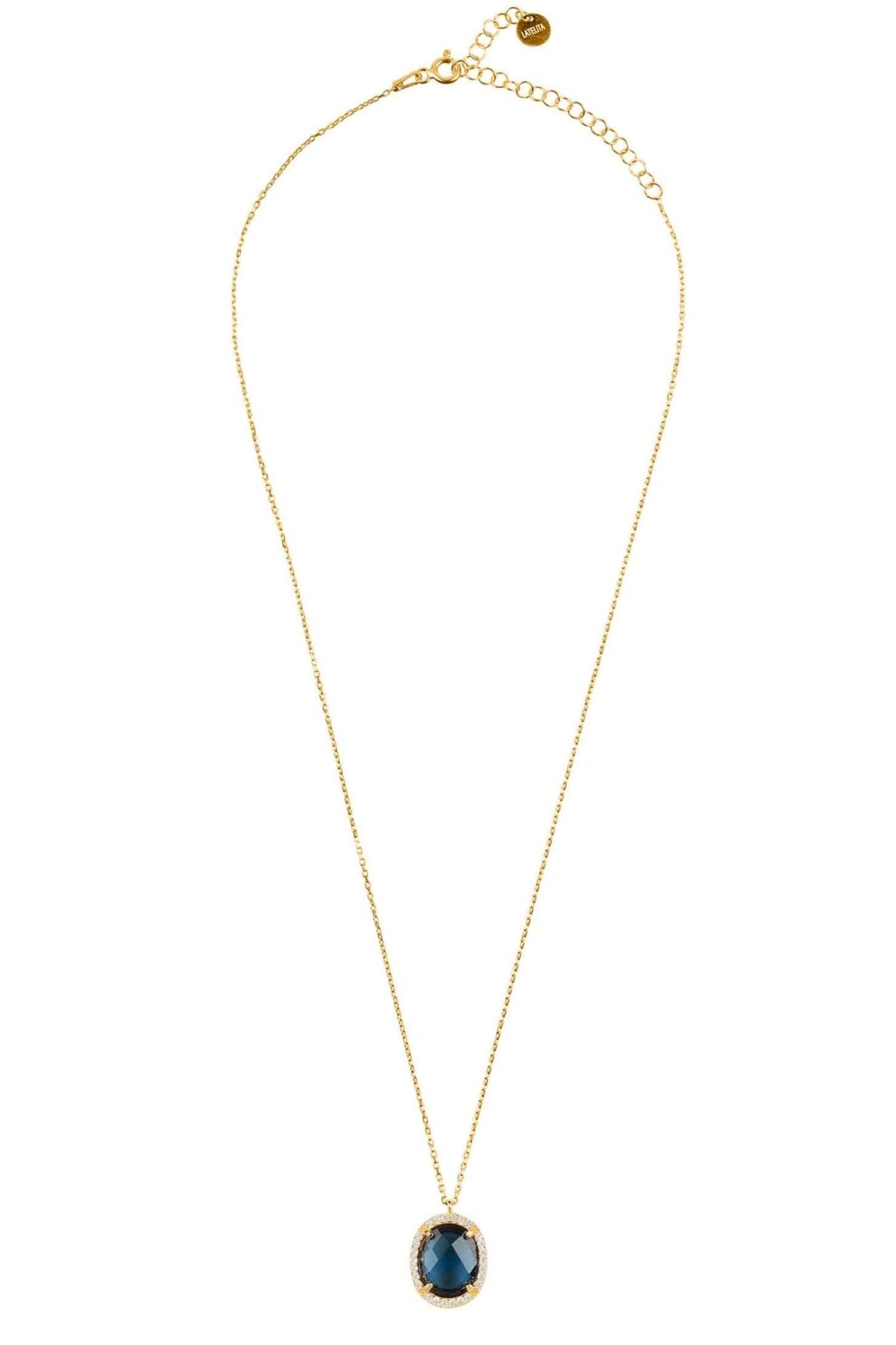 Beatrice Oval Gemstone Pendant Necklace Gold Sapphire Hydro - LATELITA Necklaces