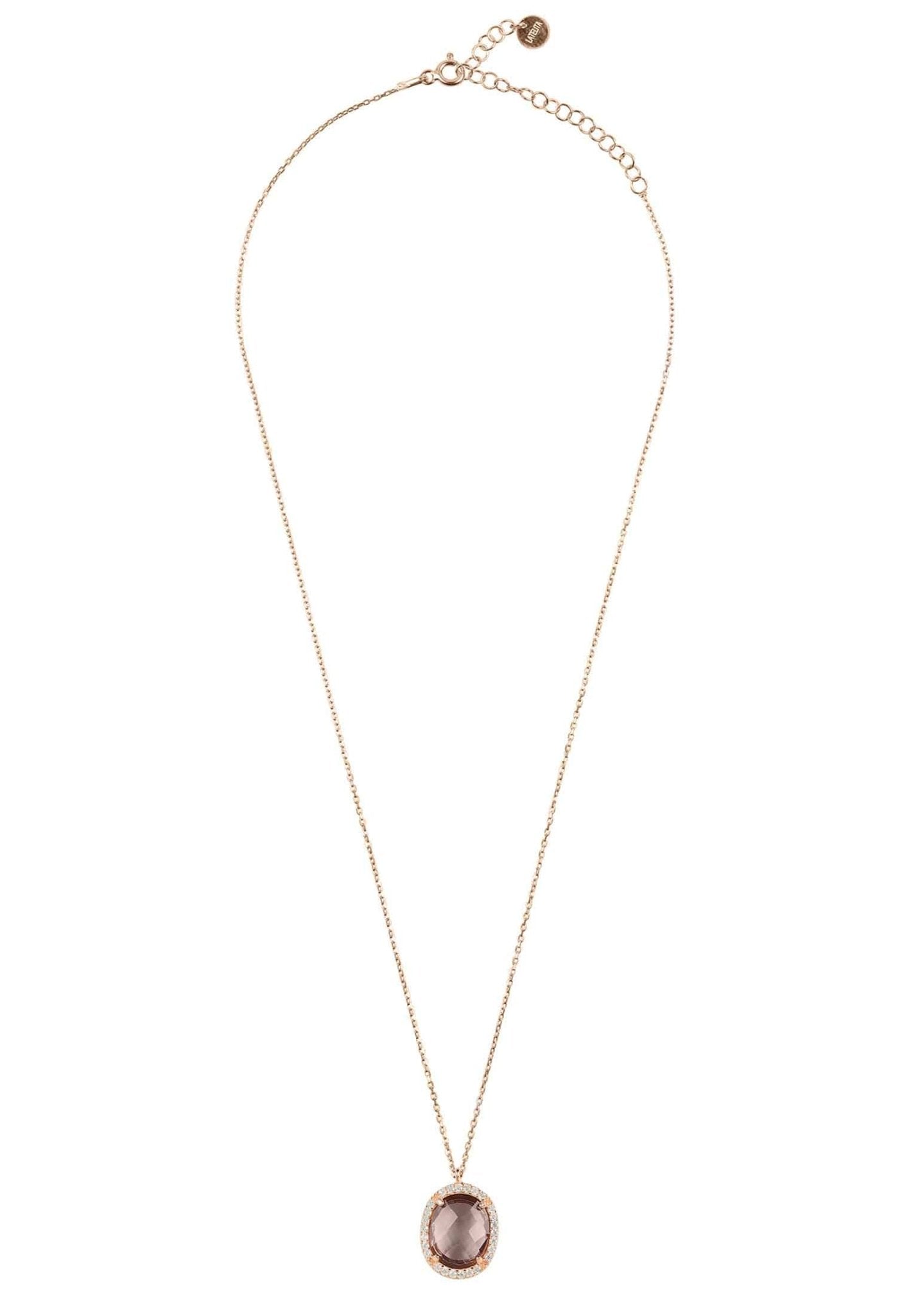 Beatrice Oval Gemstone Pendant Necklace Rose Gold Amethyst Hydro - LATELITA Necklaces