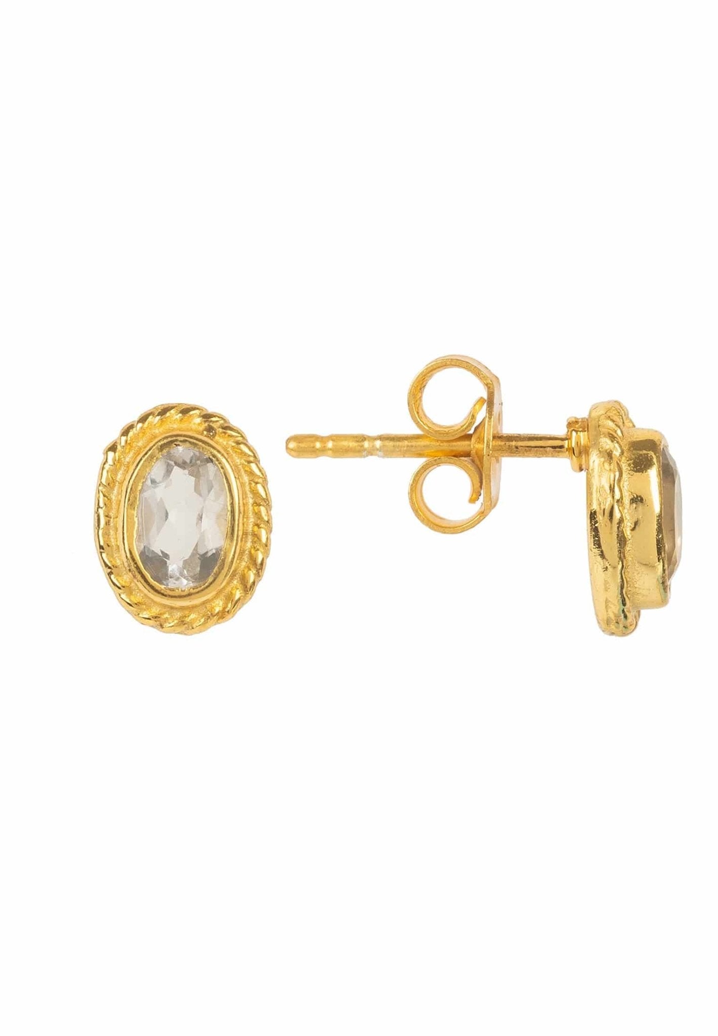 Birthstone Gold Gemstone Stud Earring April Quartz - LATELITA Earrings