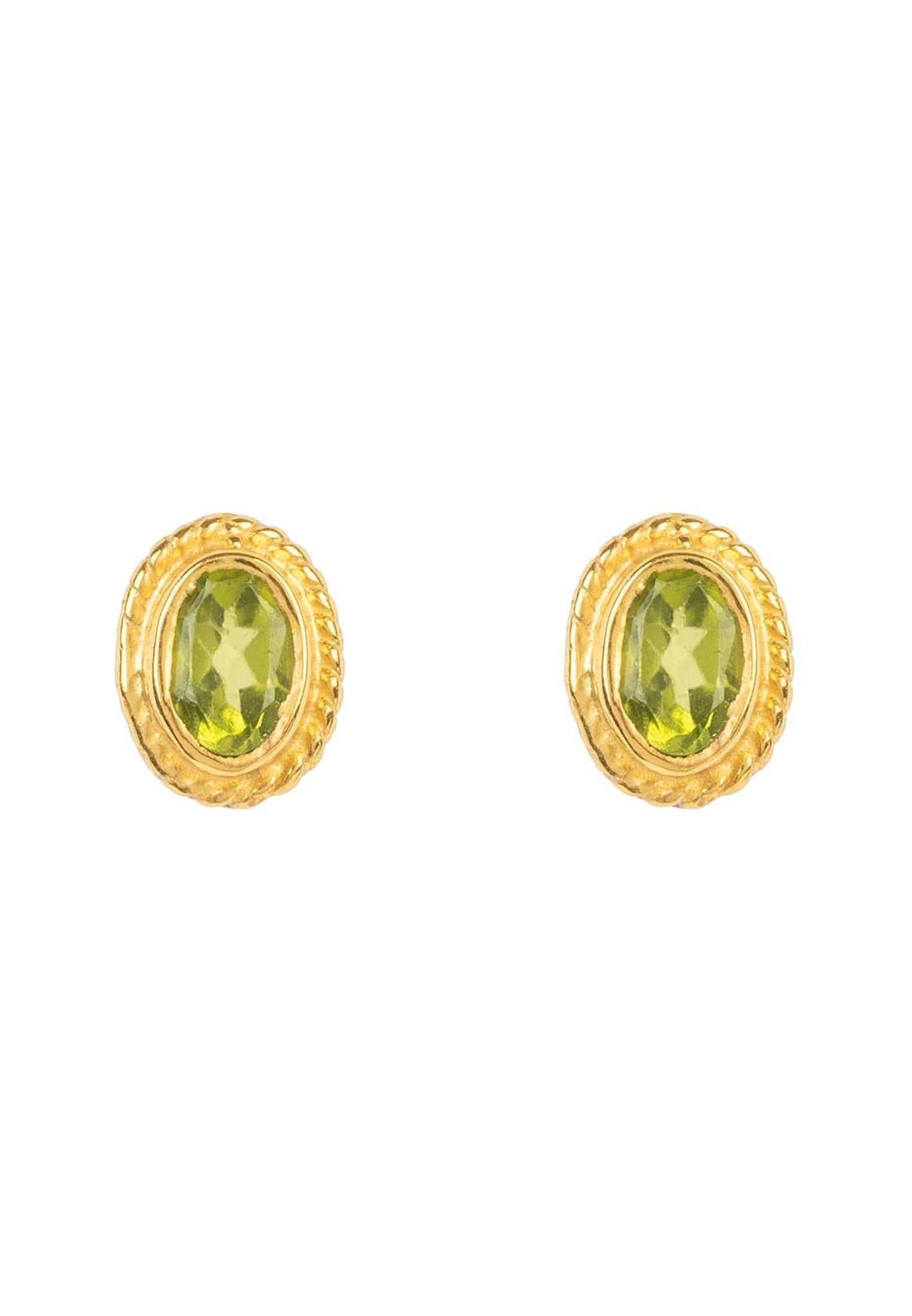 Birthstone Gold Gemstone Stud Earring August Peridot - LATELITA Earrings