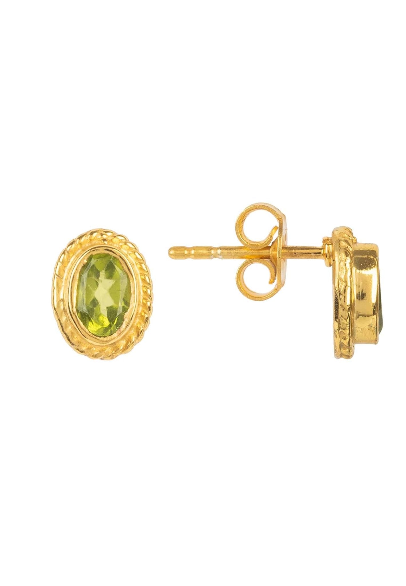 Birthstone Gold Gemstone Stud Earring August Peridot - LATELITA Earrings