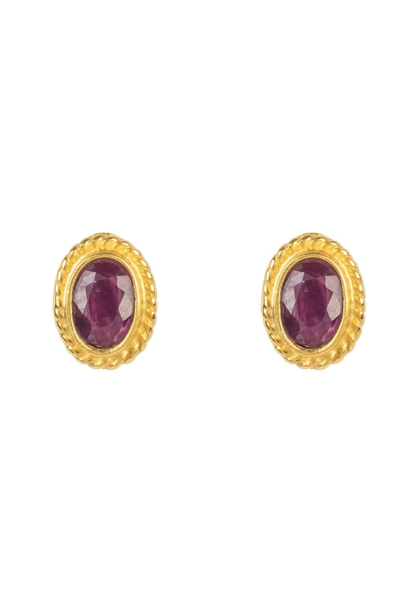 Birthstone Gold Gemstone Stud Earring July Ruby - LATELITA Earrings