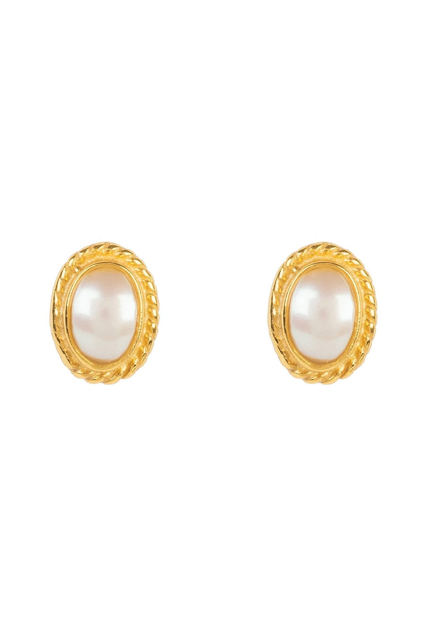 Birthstone Gold Gemstone Stud Earring June Pearl - LATELITA Earrings