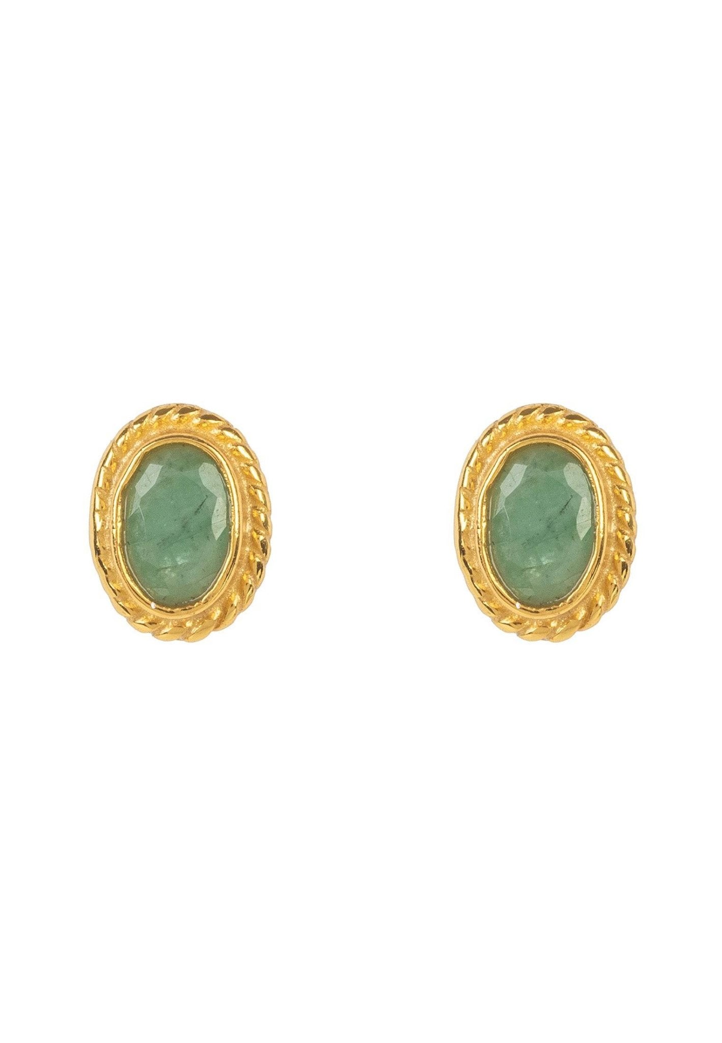 Birthstone Gold Gemstone Stud Earring May Emerald - LATELITA Earrings