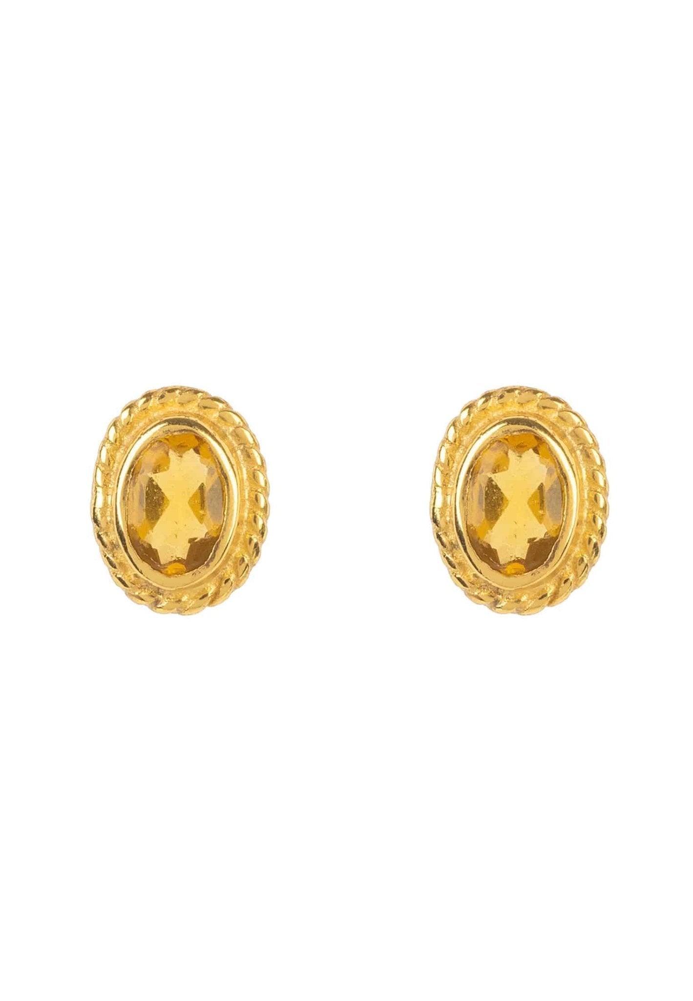 Birthstone Gold Gemstone Stud Earring November Citrine - LATELITA Earrings