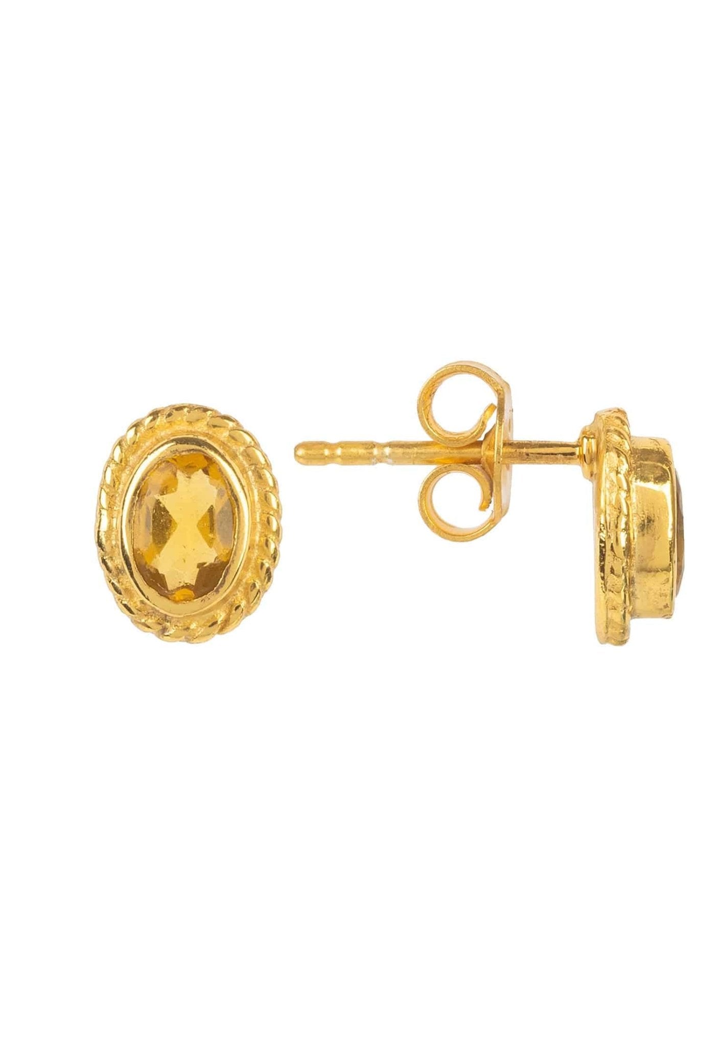 Birthstone Gold Gemstone Stud Earring November Citrine - LATELITA Earrings