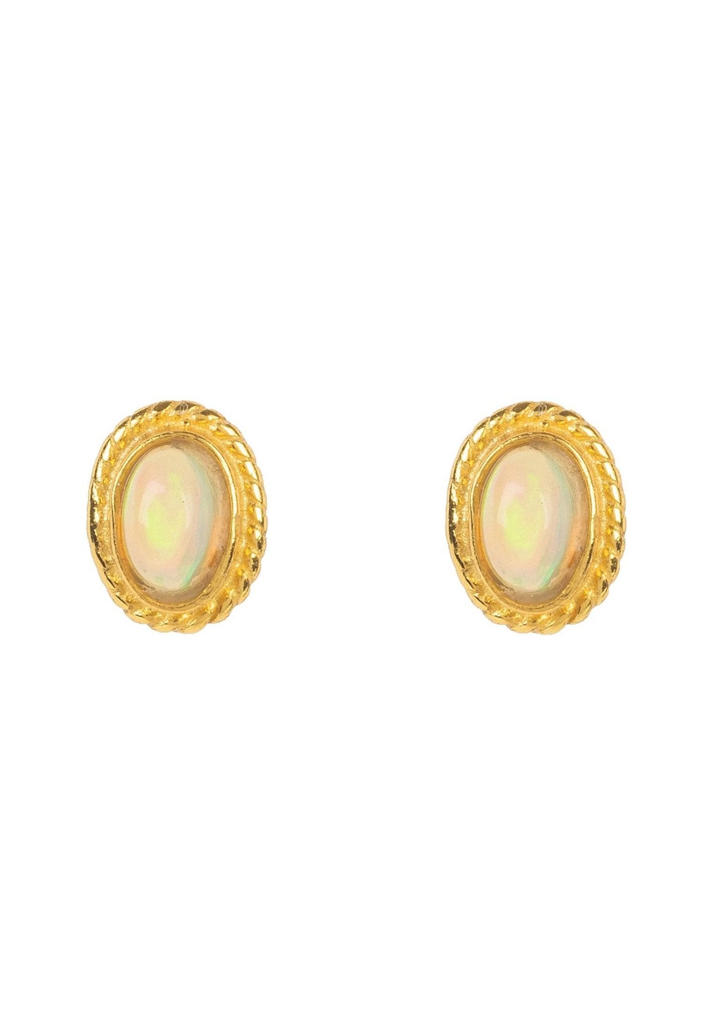 Birthstone Gold Gemstone Stud Earring October Opal - LATELITA Earrings