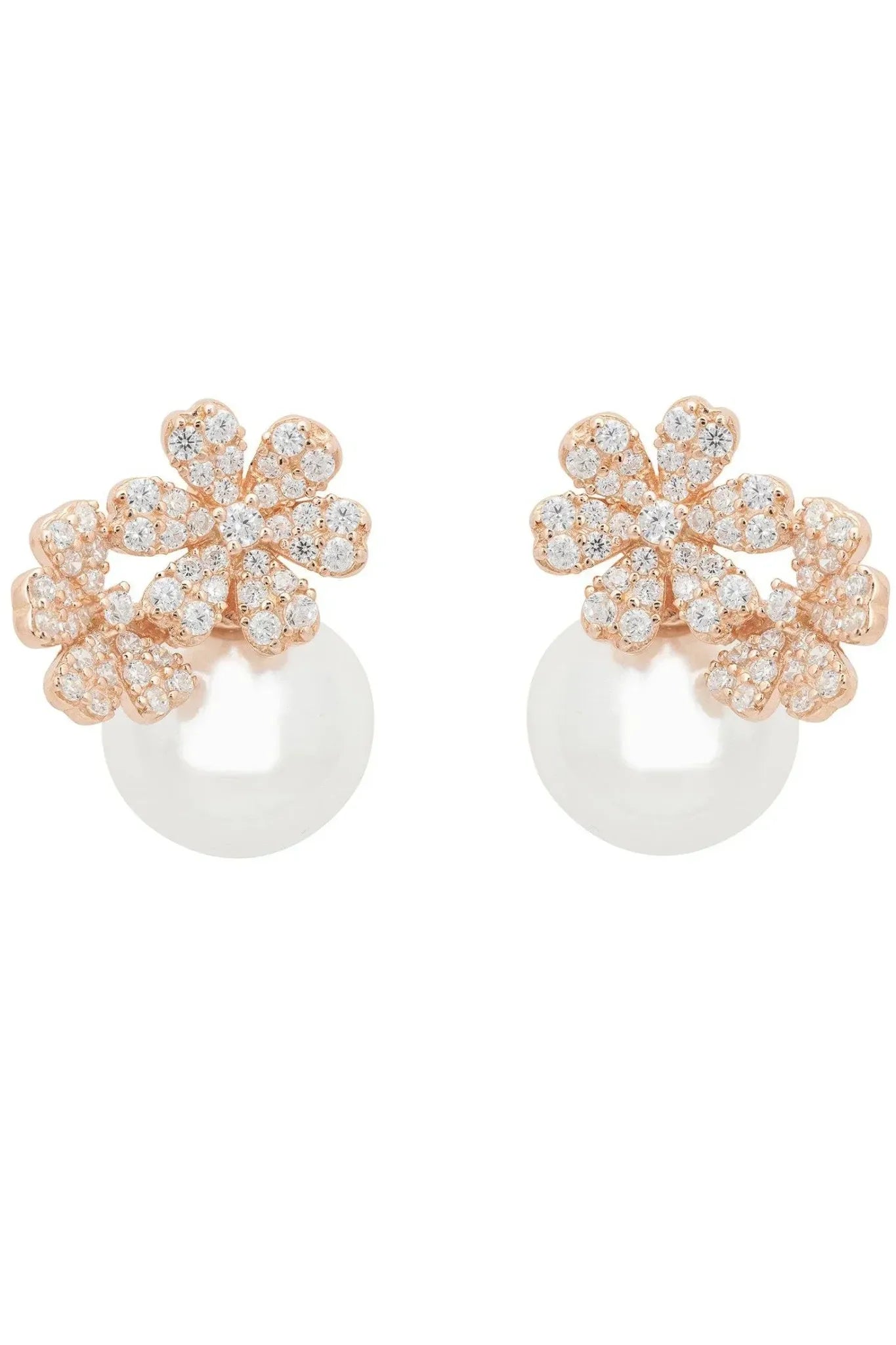 Bouquet And Pearl Stud Earrings Rosegold - LATELITA Earrings