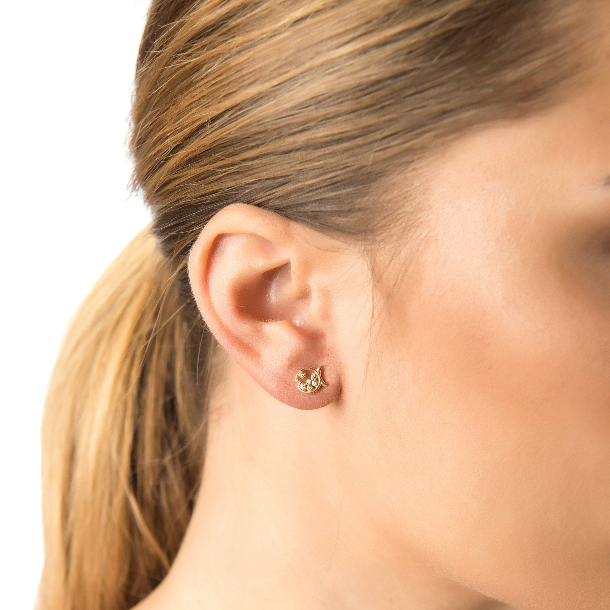 Bubble Fish Stud Earrings Silver - LATELITA Earrings