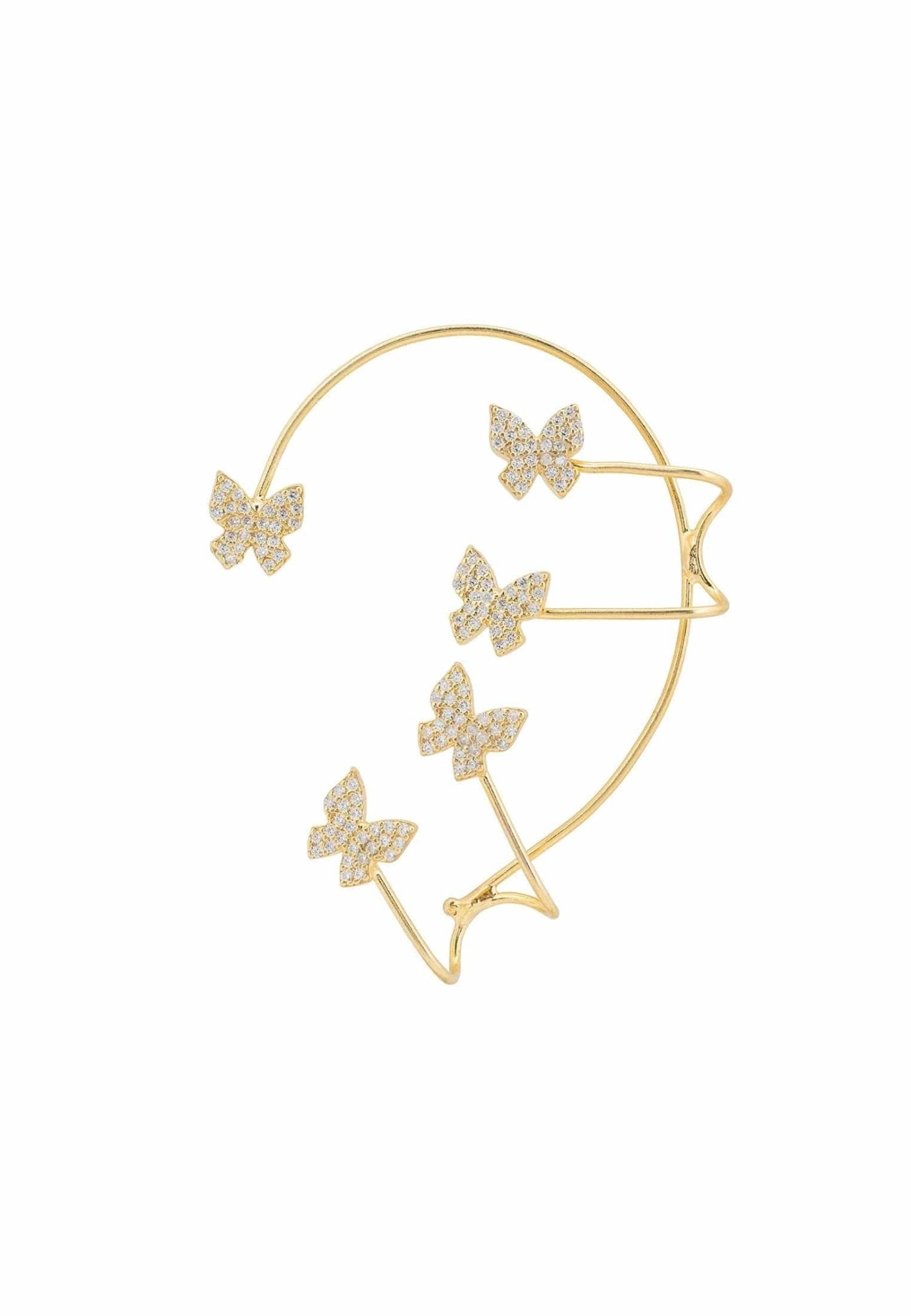 Butterflies Non-Pierced Ear Climber Left Gold - LATELITA Earrings