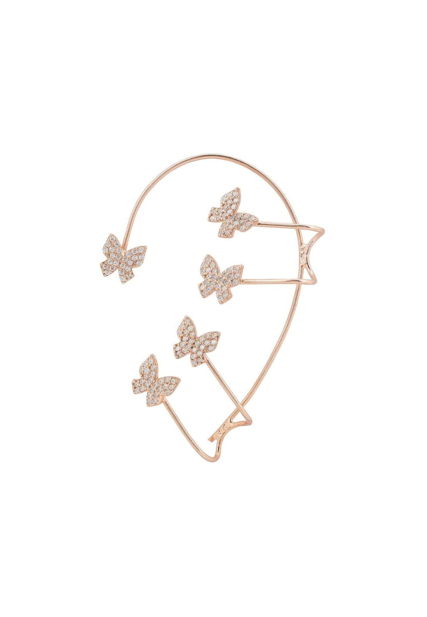Butterflies Non-Pierced Ear Climber Left Rosegold - LATELITA Earrings