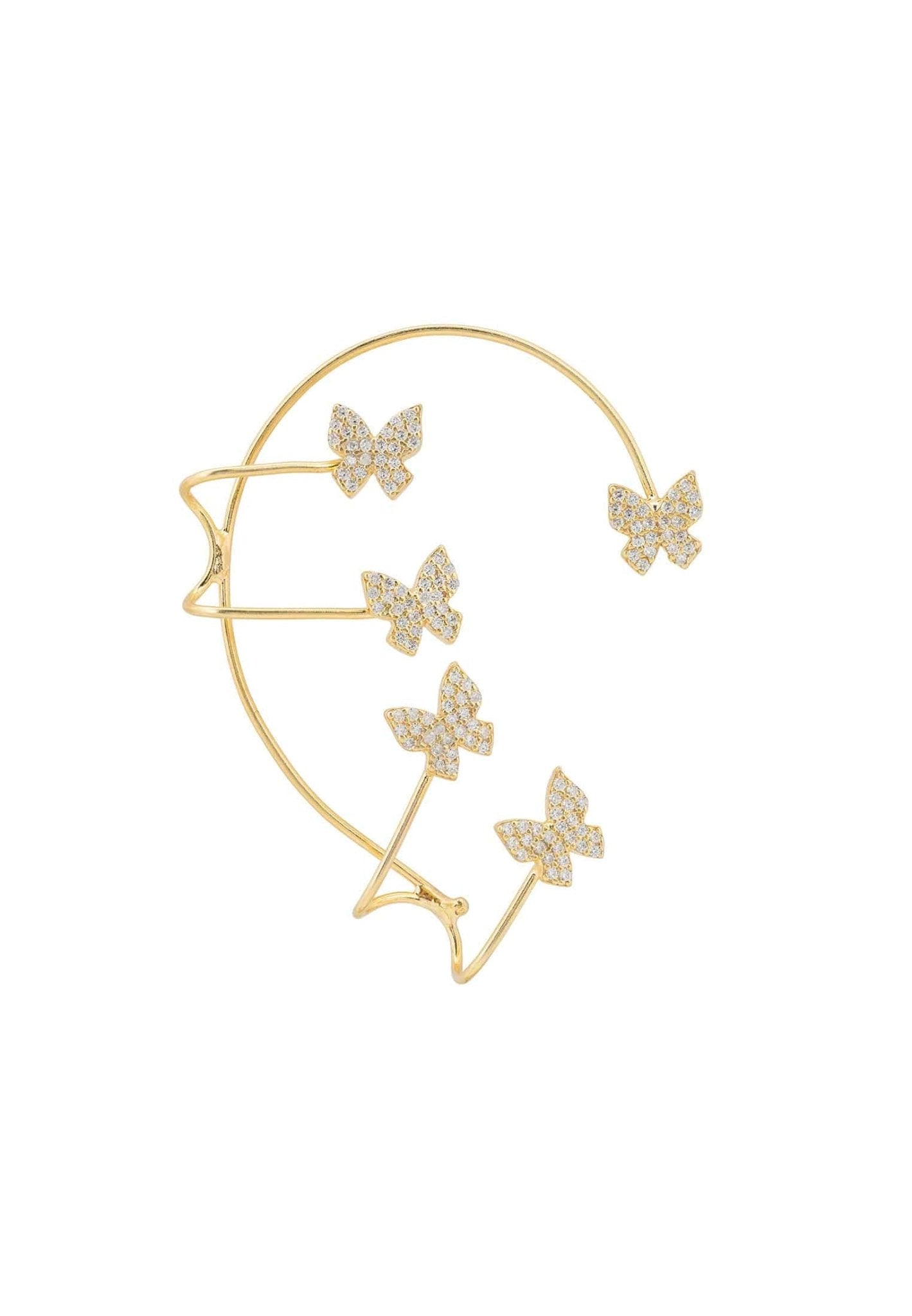 Butterflies Non-Pierced Ear Climber Right Gold - LATELITA Earrings