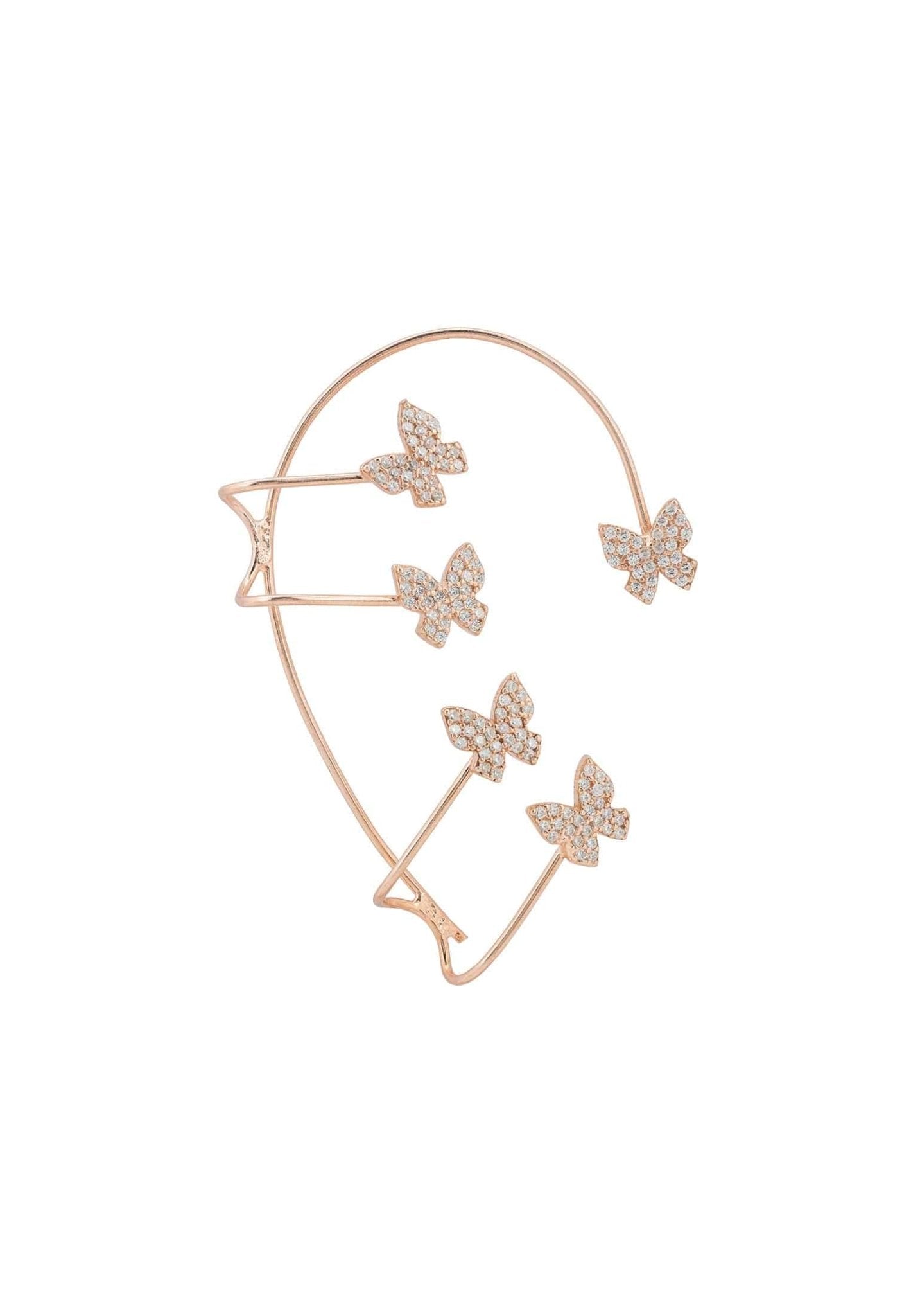 Butterflies Non-Pierced Ear Climber Right Rosegold - LATELITA Earrings