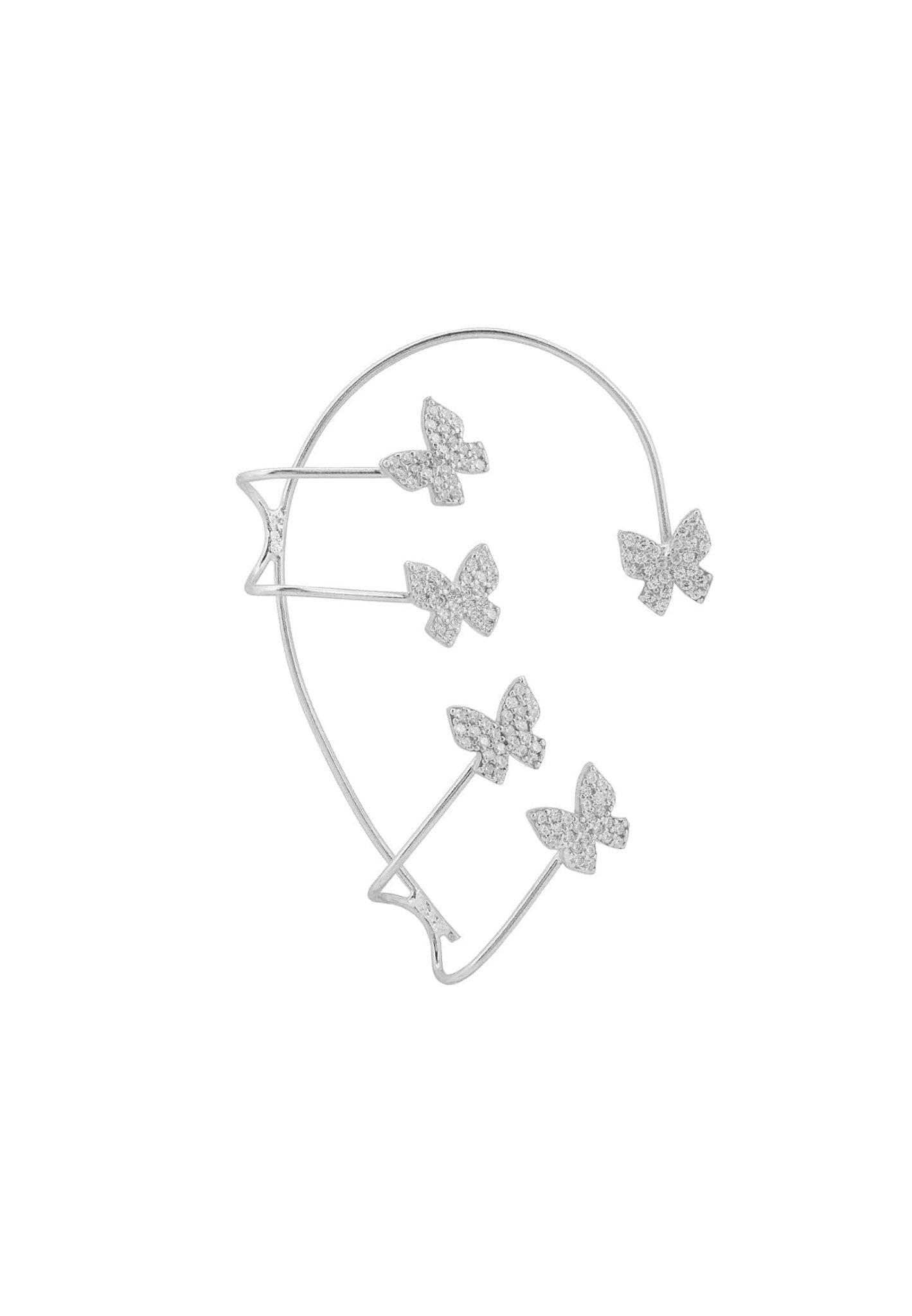 Butterflies Non-Pierced Ear Climber Right Silver - LATELITA Earrings