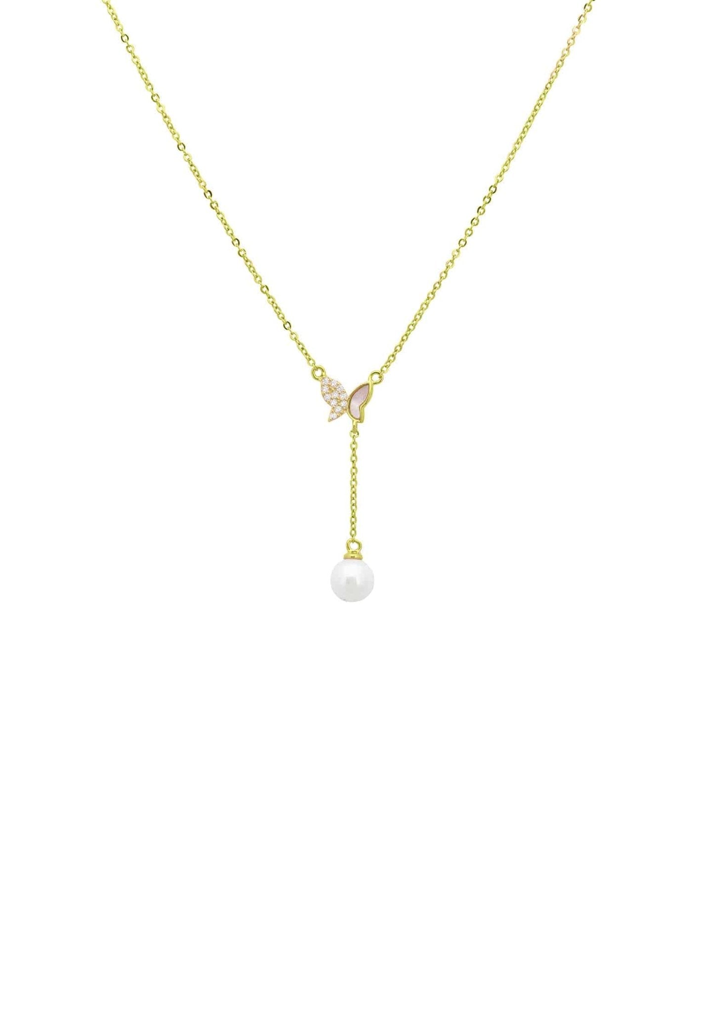 Butterfly Pearl Choker Necklace Gold - LATELITA Necklaces
