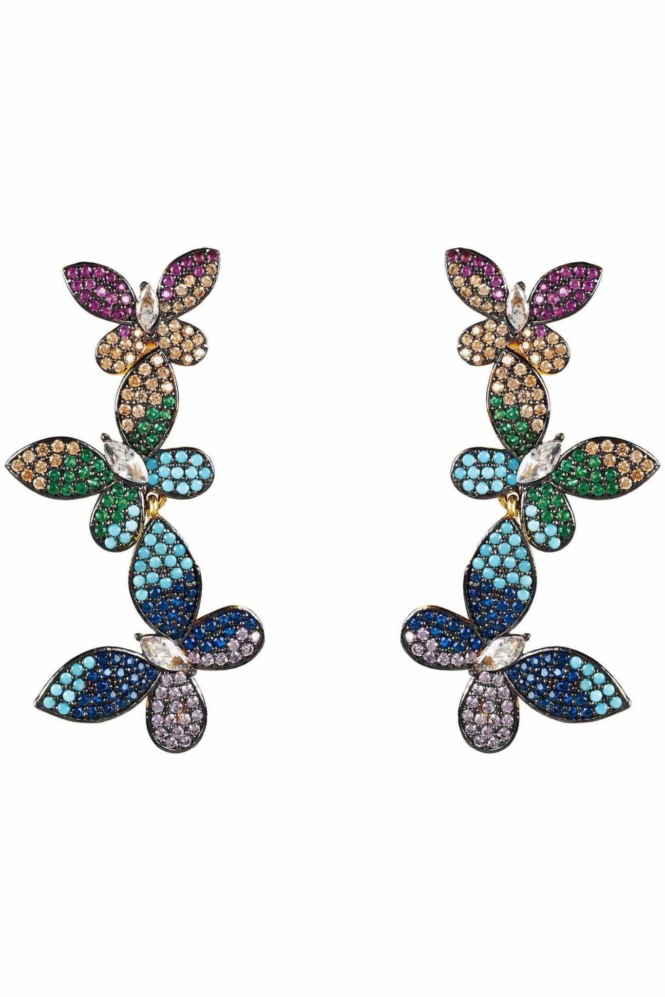 Butterfly Rainbow Drop Earrings Gold - LATELITA Earrings