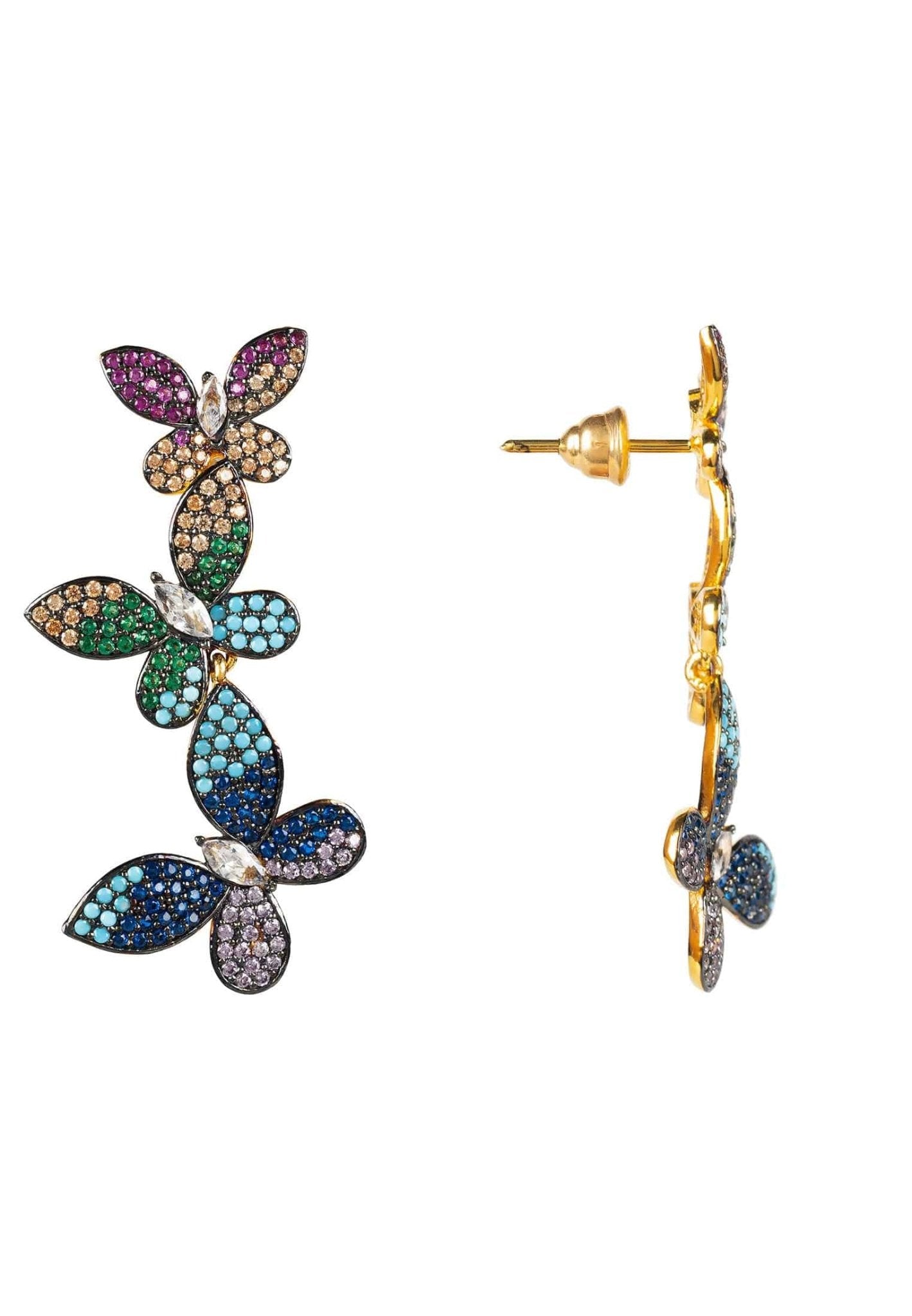 Butterfly Rainbow Drop Earrings Gold - LATELITA Earrings