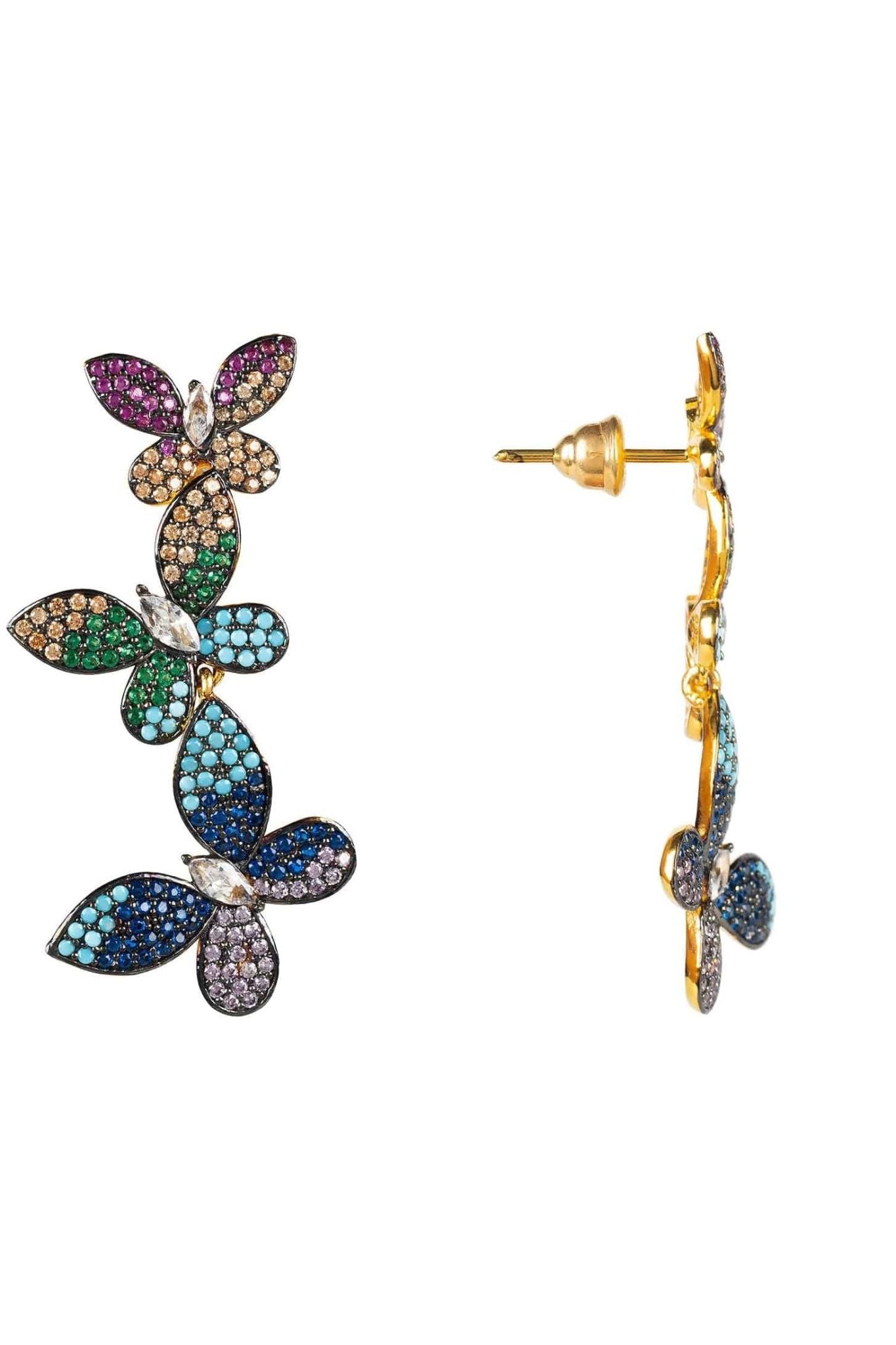 Butterfly Rainbow Drop Earrings Gold - LATELITA Earrings