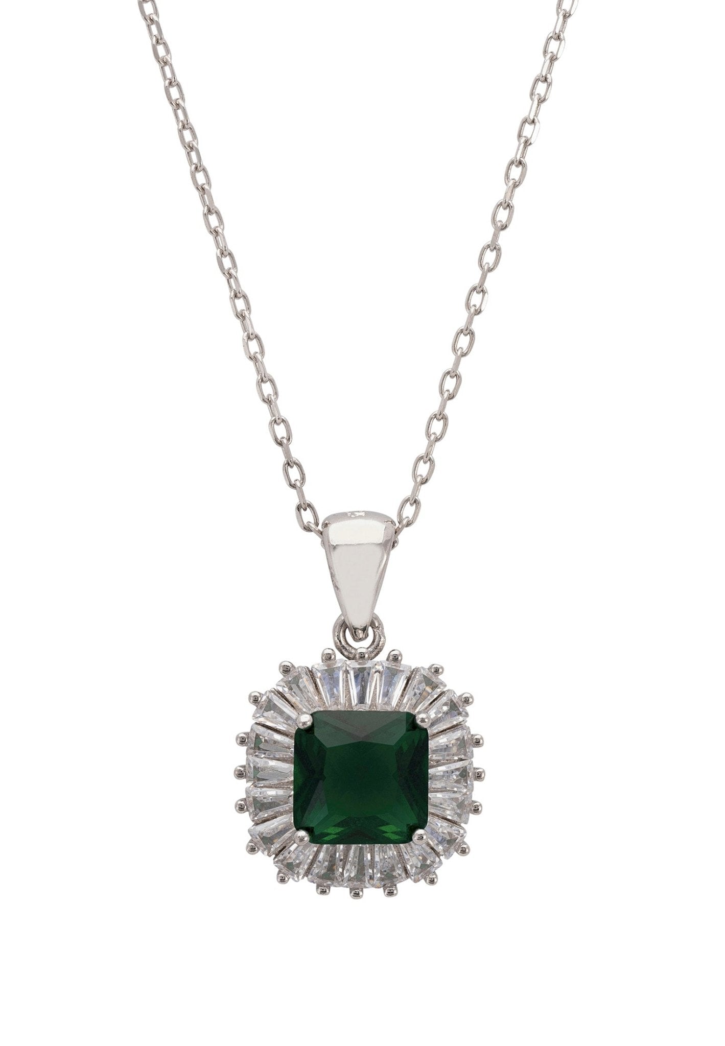 Camilla Pendant Necklace Silver Emerald - LATELITA Necklaces