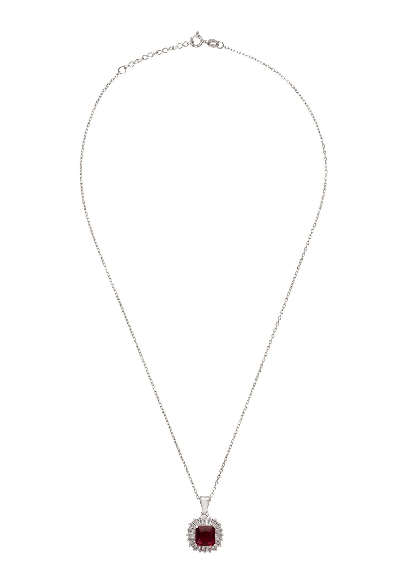 Camilla Pendant Necklace Silver Ruby - LATELITA Necklaces