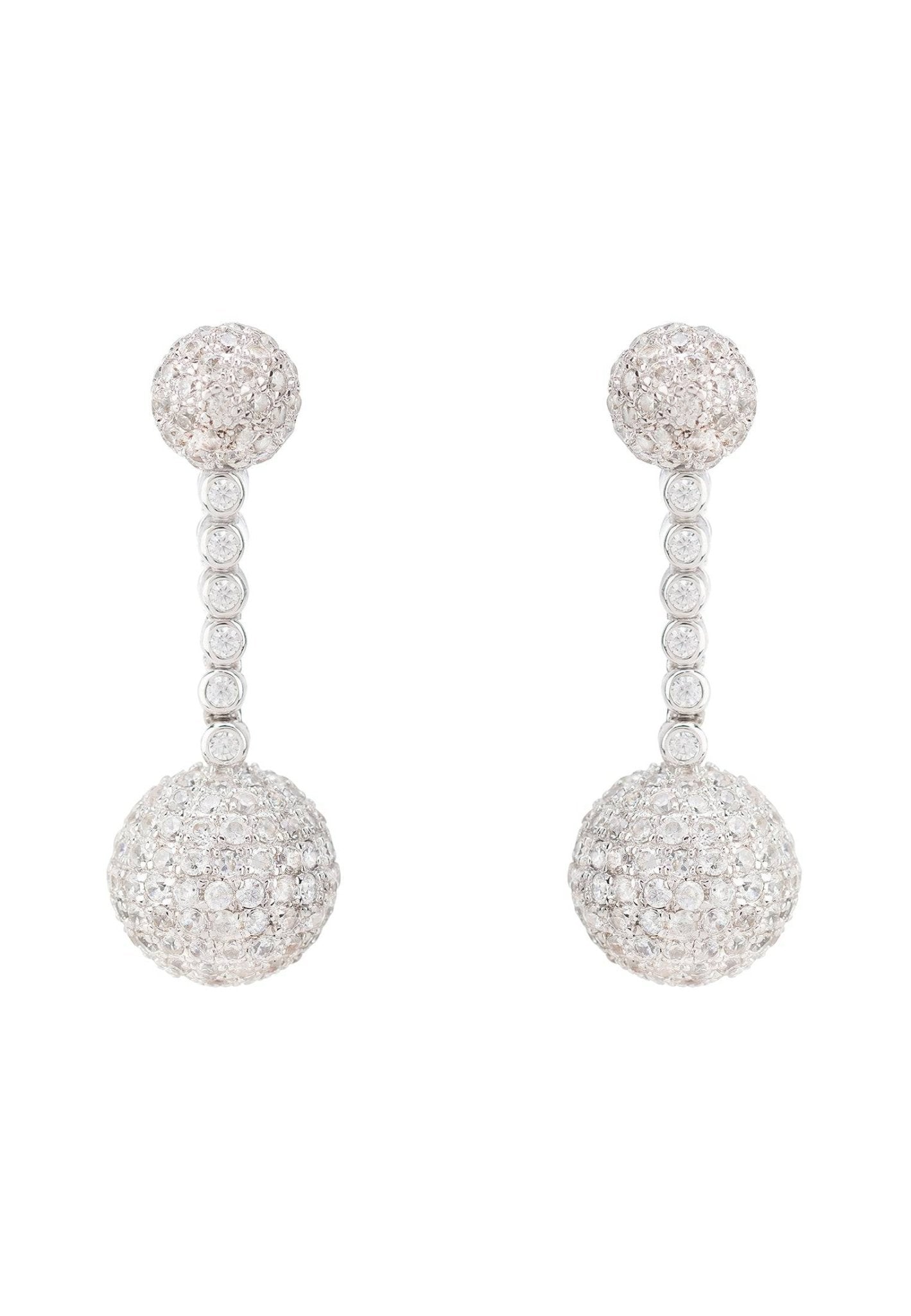 Cannes Sphere Drop Earrings Silver White Cz - LATELITA Earrings