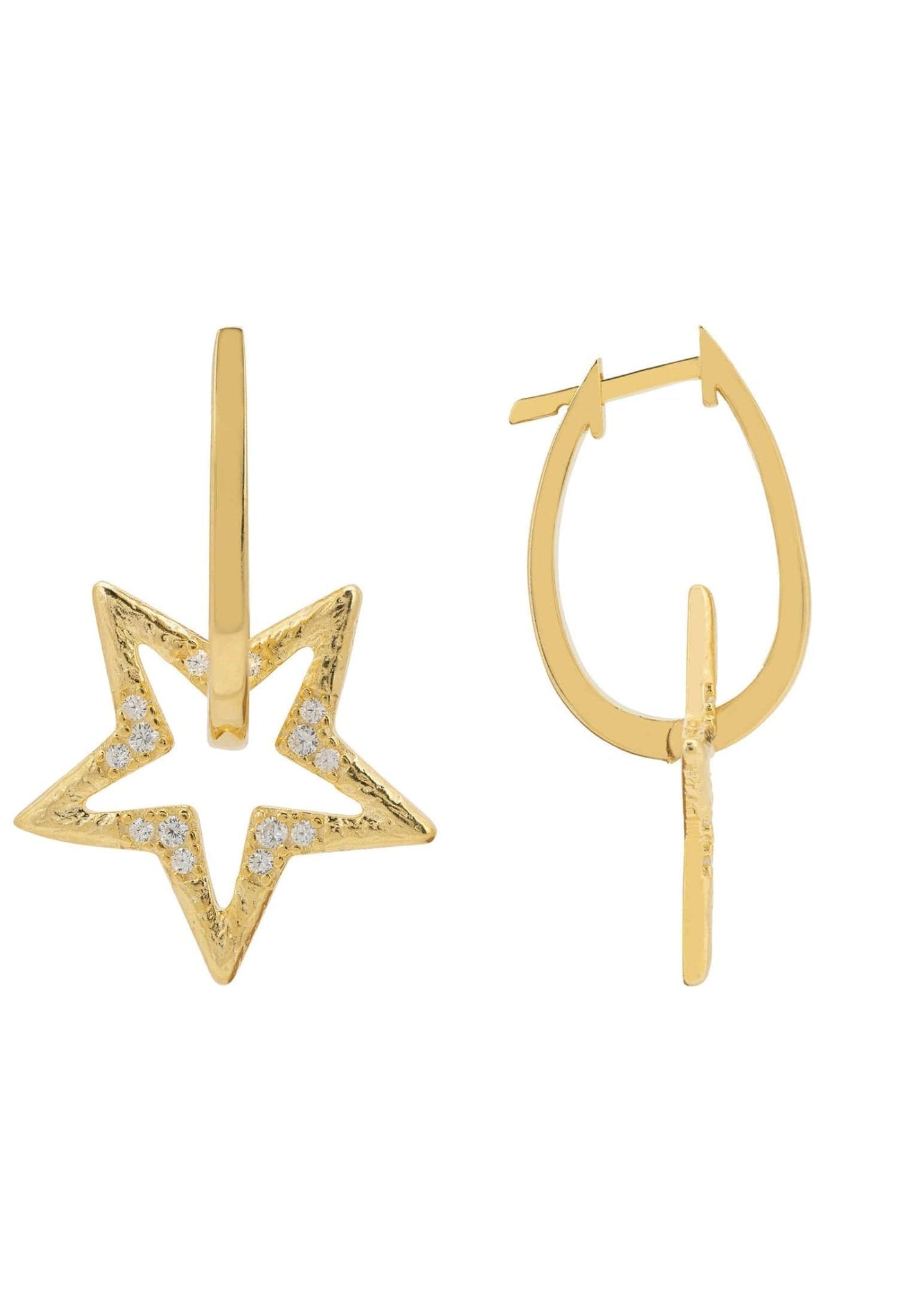 Celestial Open Star Huggie Earrings Gold - LATELITA Earrings