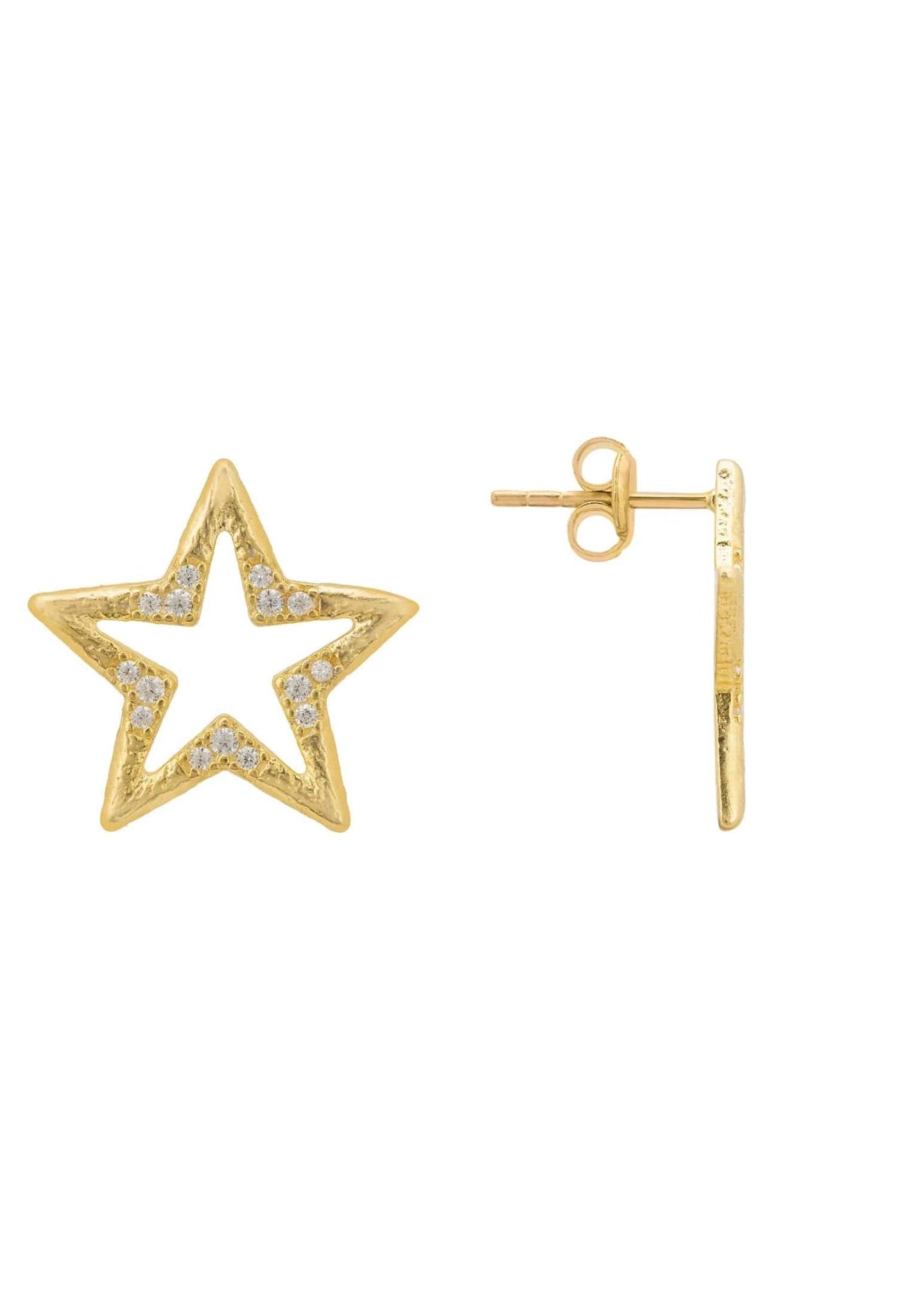 Celestial Open Star Stud Earrings Gold - LATELITA Earrings